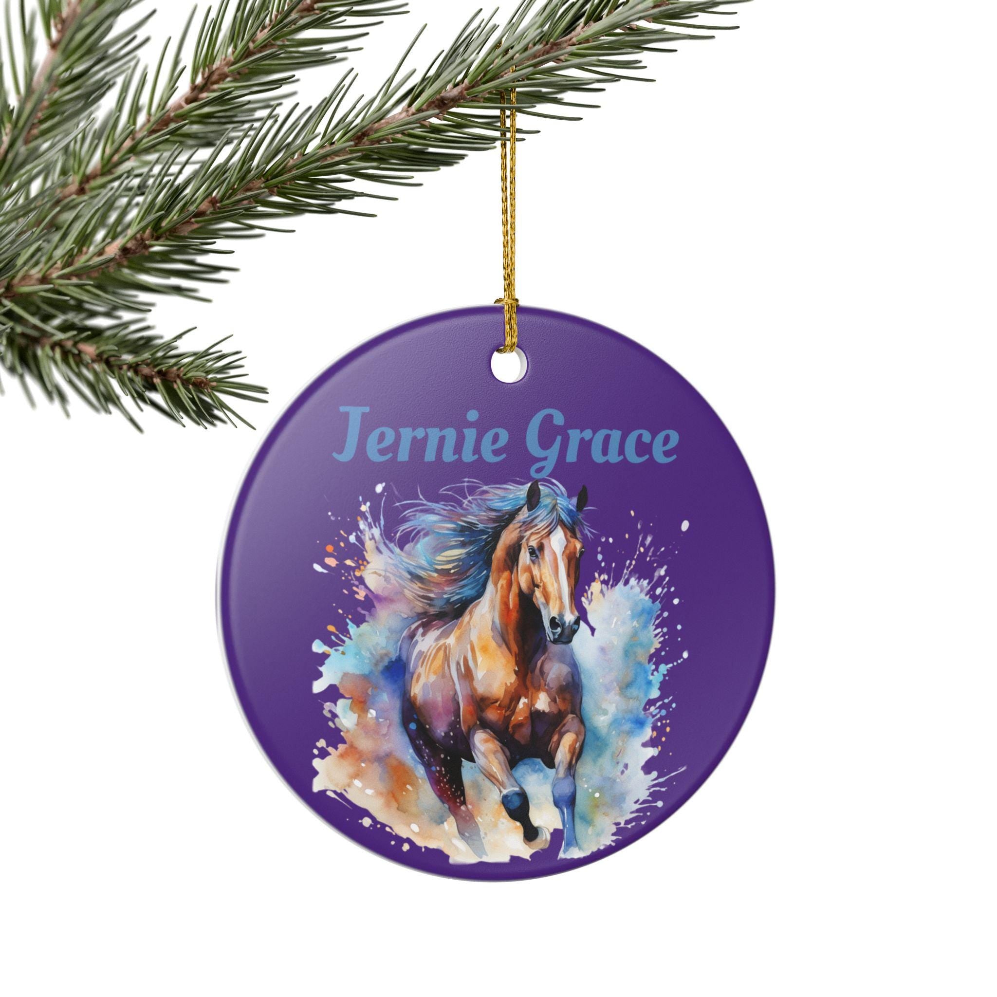 Personalized Ceramic Horse Decoration Ornament, Custom Name Gift for Horse Lovers, Equestrian Decor, Christmas Ornament, 2025