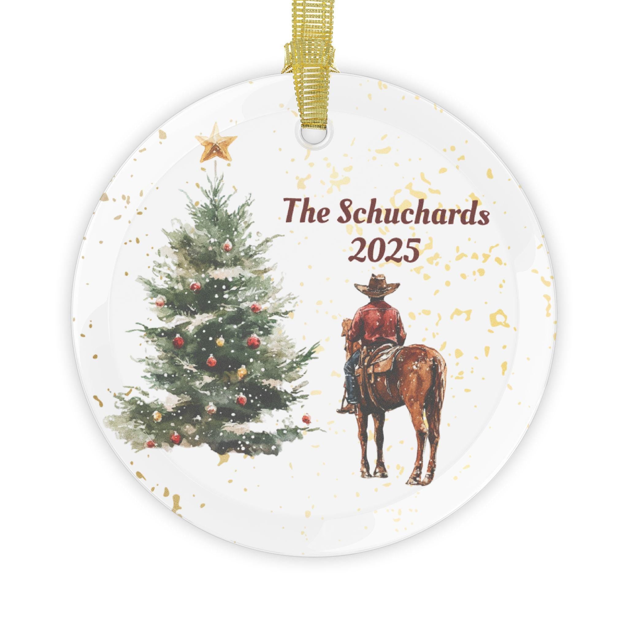 Personalized Cowboy Christmas Ornaments Custom Family Name Holiday Tree Decor Unique Xmas Gift 2025 Western Rustic Holiday Decoration