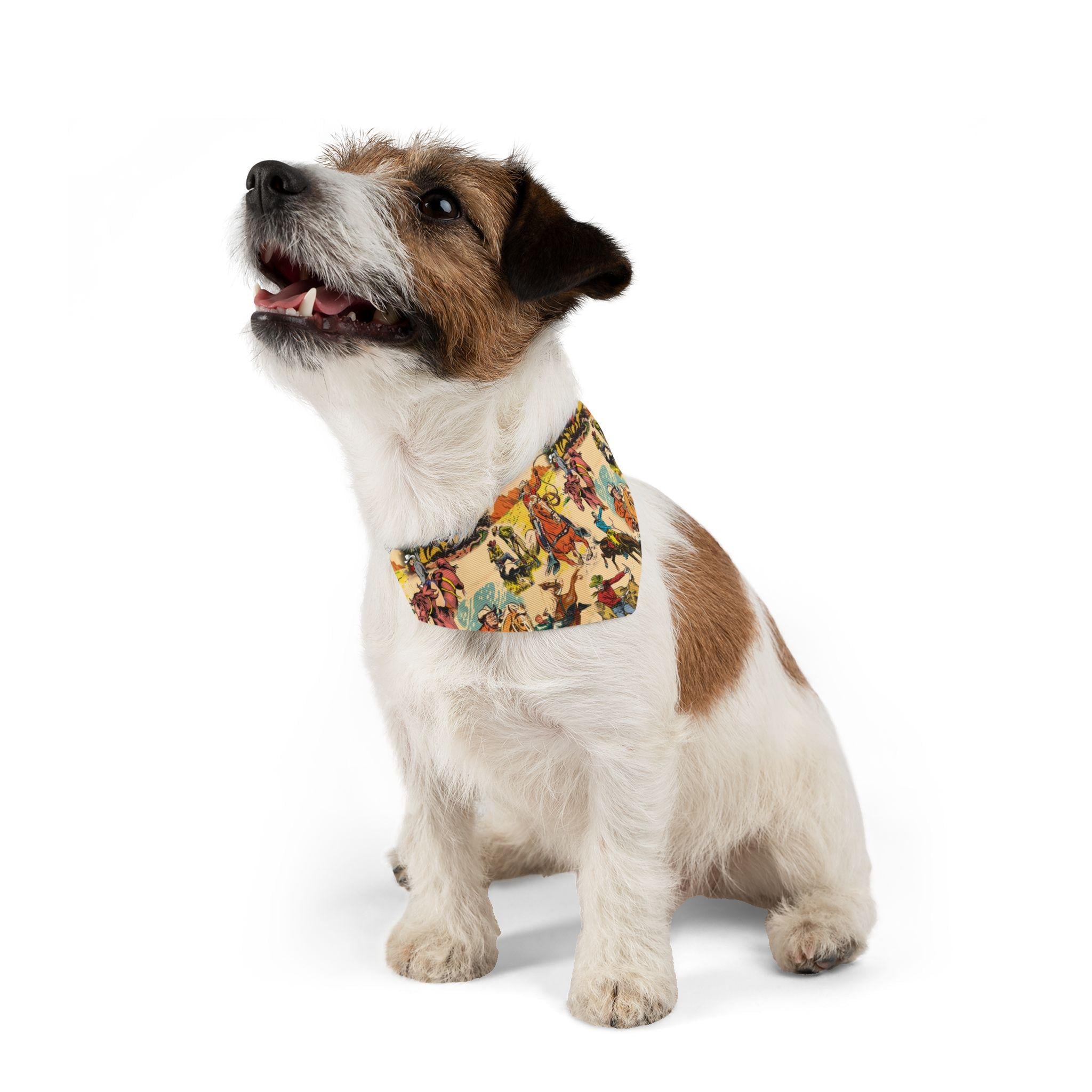 Cowboy Dog Bandana Vintage Western Print Pet Scarf, Durable Cotton Bandana for Dogs