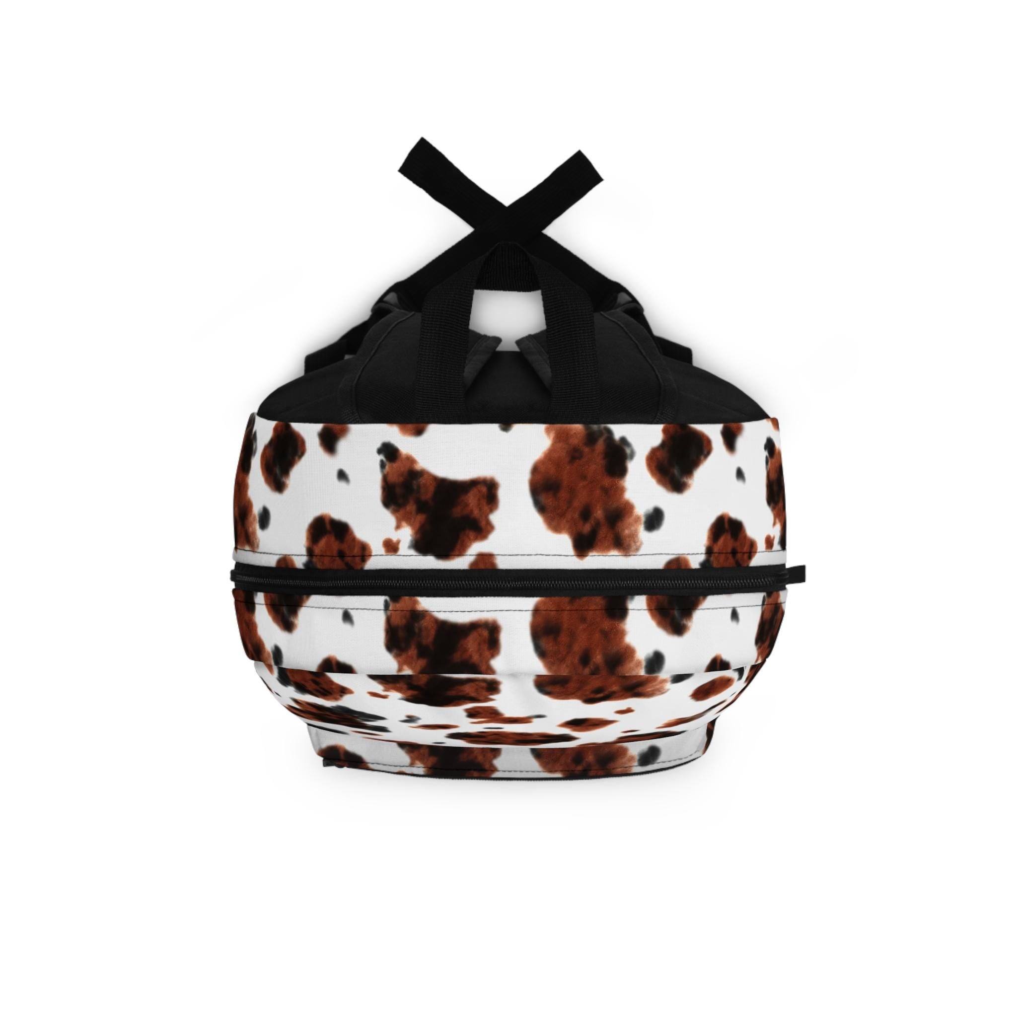 Personalized Cow Print Backpack, Brindle Western Back to School Bag for Kids