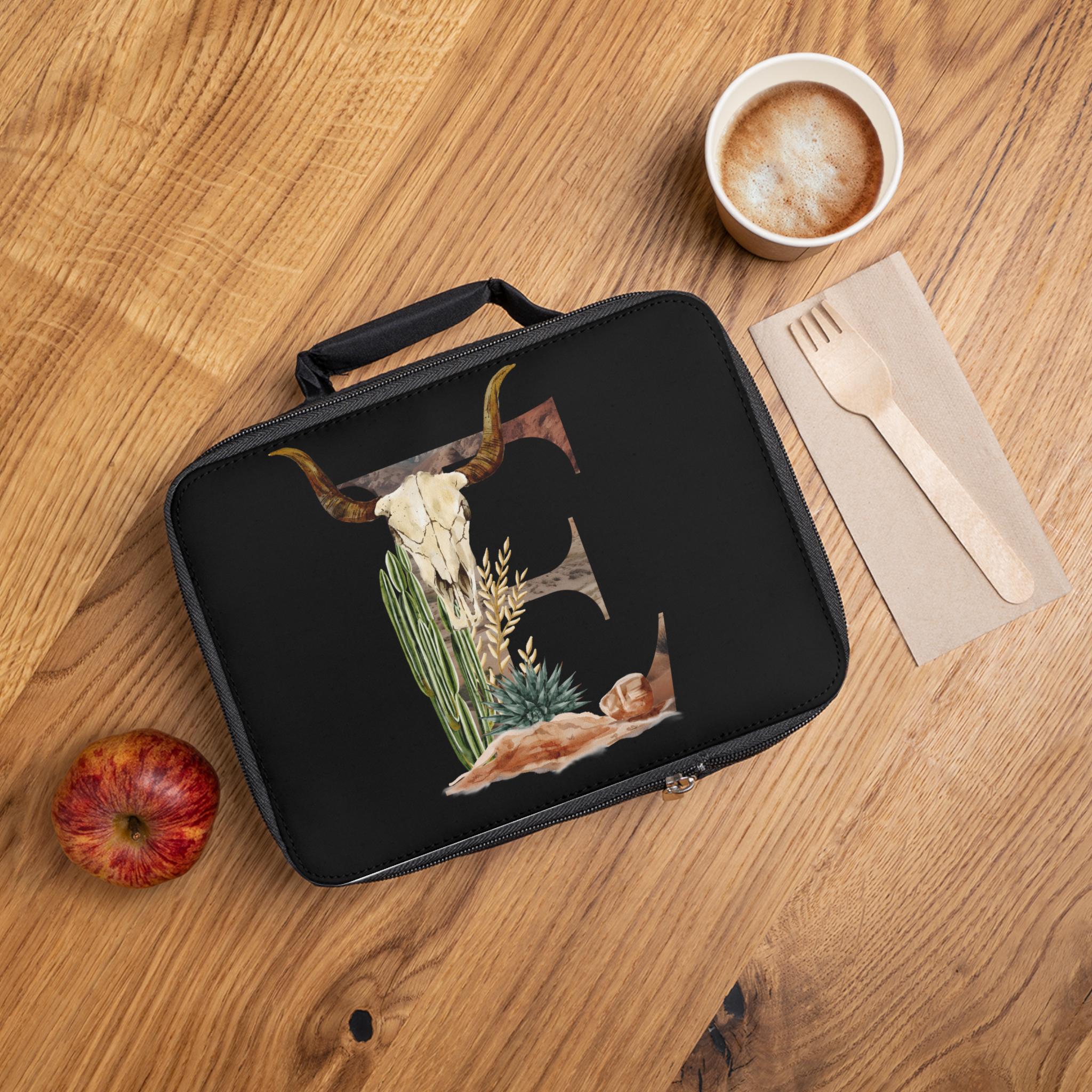 Custom Western Initial Lunch Bag, Cowboy Cowgirl Back to School, Desert Initial Design, Insulated & Personalized