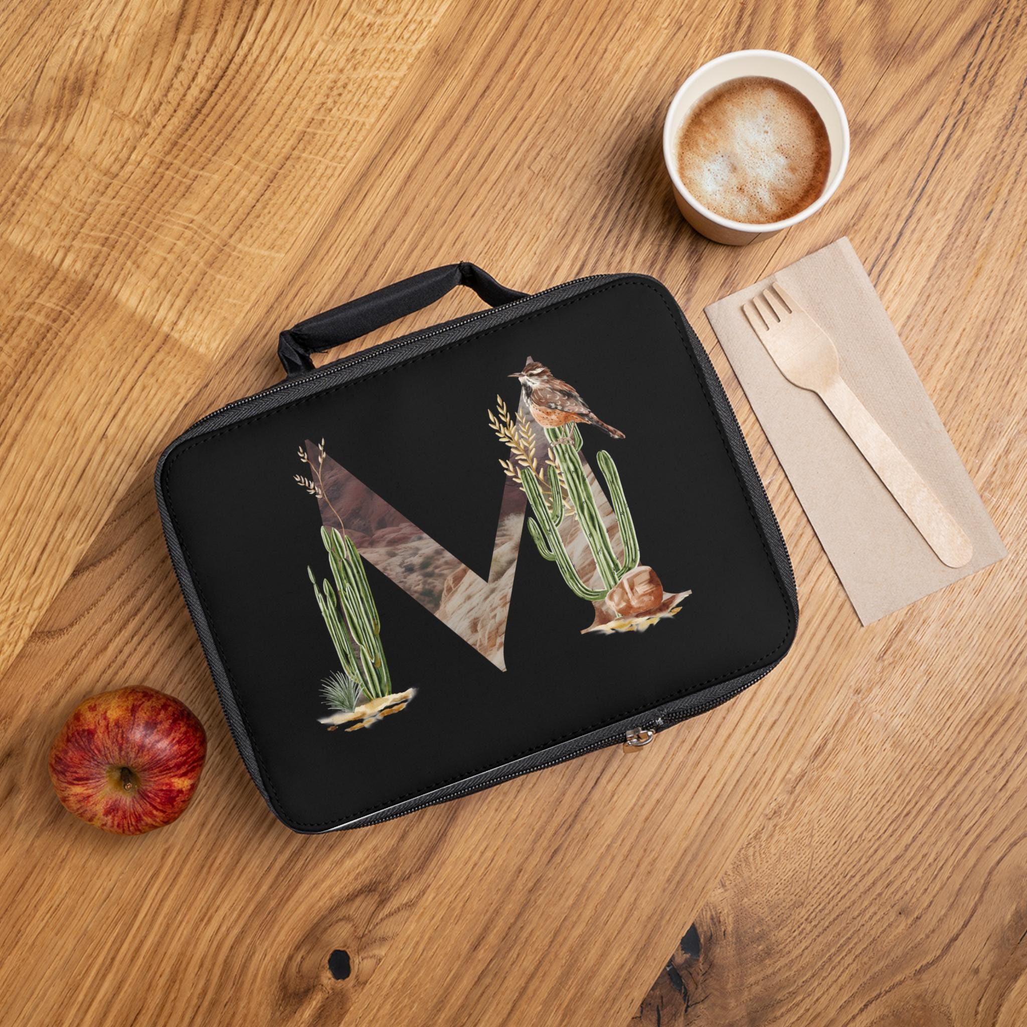Custom Western Initial Lunch Bag, Cowboy Cowgirl Back to School, Desert Initial Design, Insulated & Personalized
