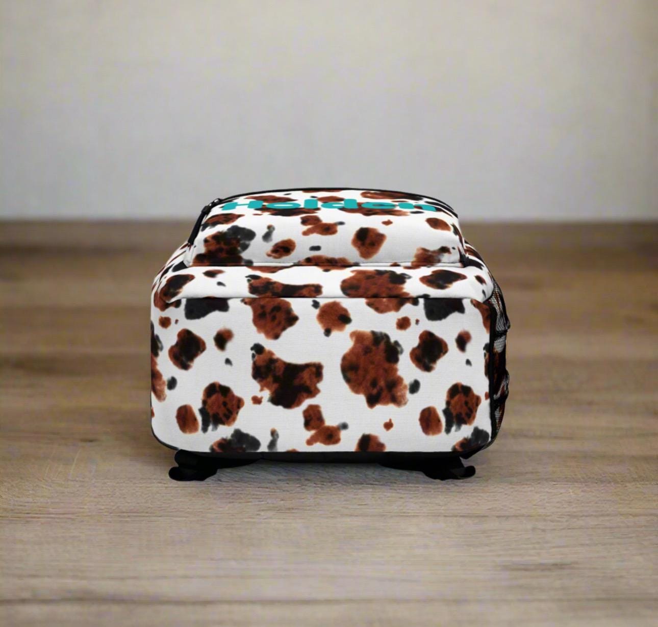 Personalized Cow Print Backpack, Brindle Western Back to School Bag for Kids