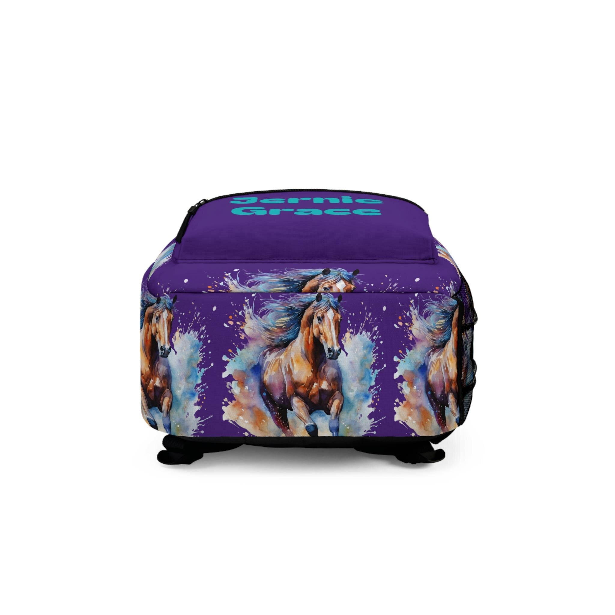 Personalized Watercolor Horse Backpack: Custom Kids School Bag
