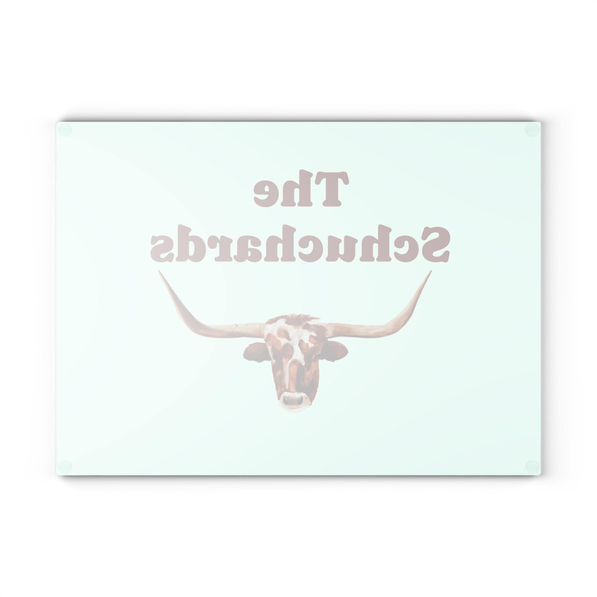 Personalized Watercolor Longhorn Cutting Board, Custom Family or Business Name | Rustic Western Kitchen Decor