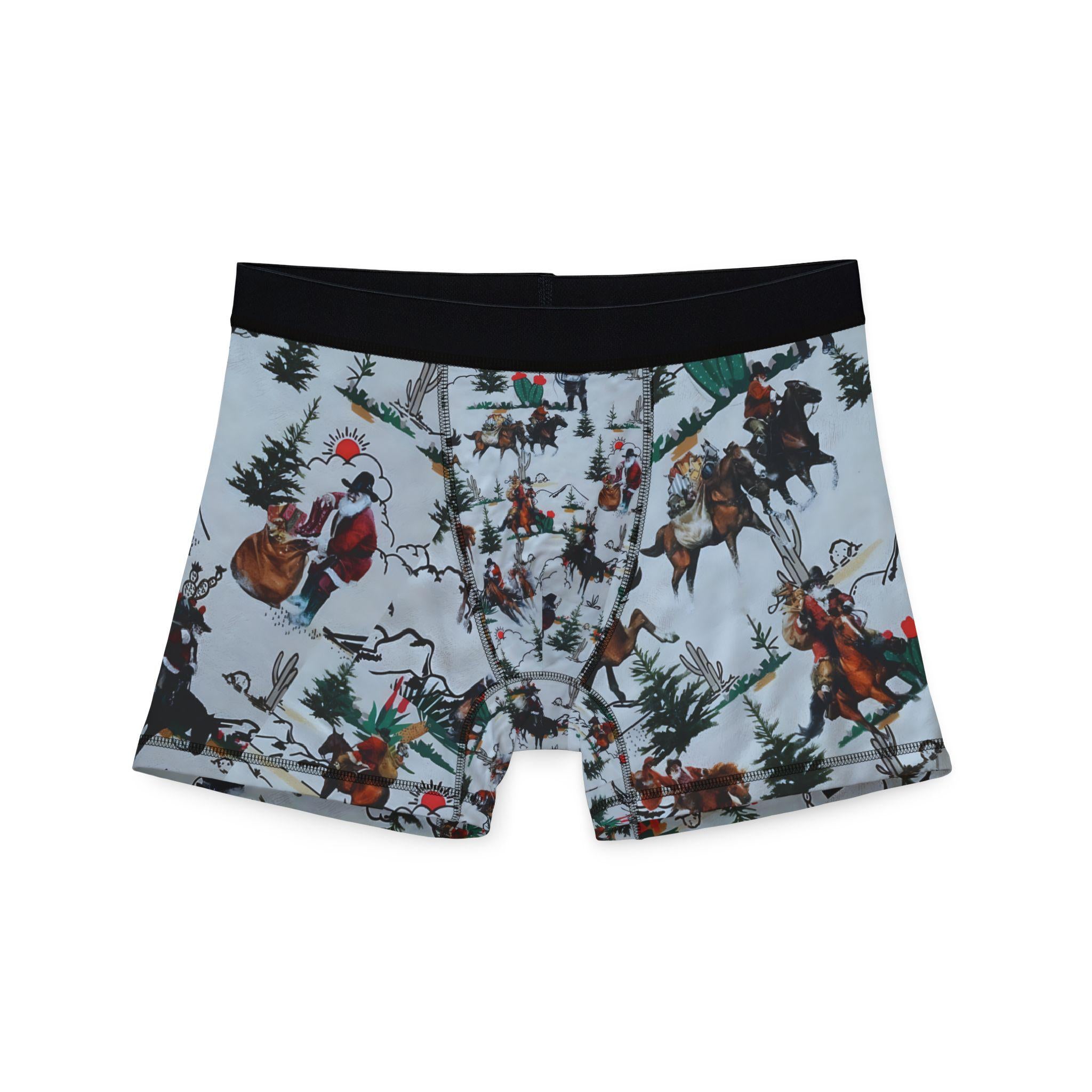 Men's Cowboy Santa Boxers, Funny Holiday Print, Western Christmas Gift for Him, Fun Christmas Underwear -Razels