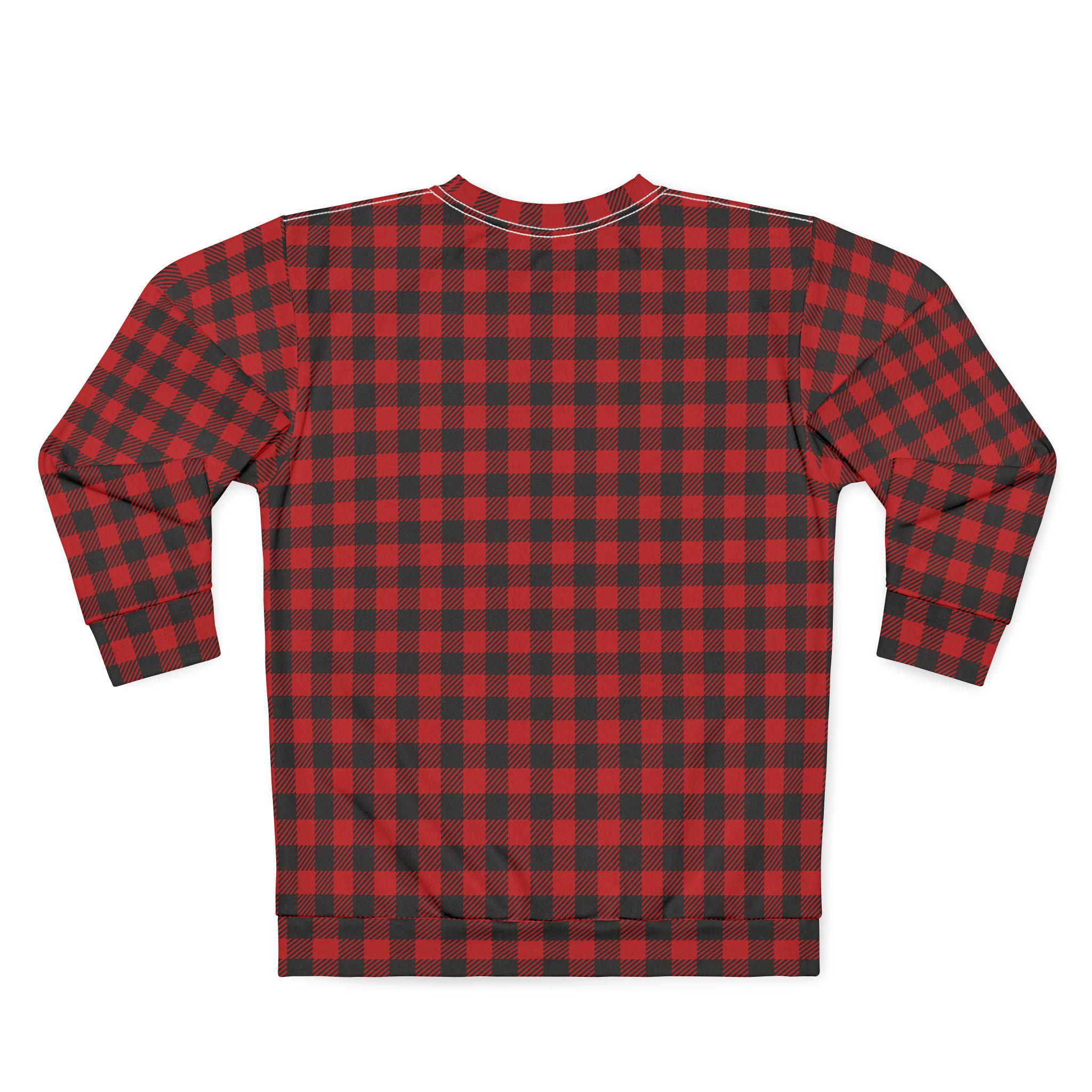 Buffalo Plaid Sweatshirt, Cozy Holiday Unisex Pullover, Red Checkered Christmas Top
