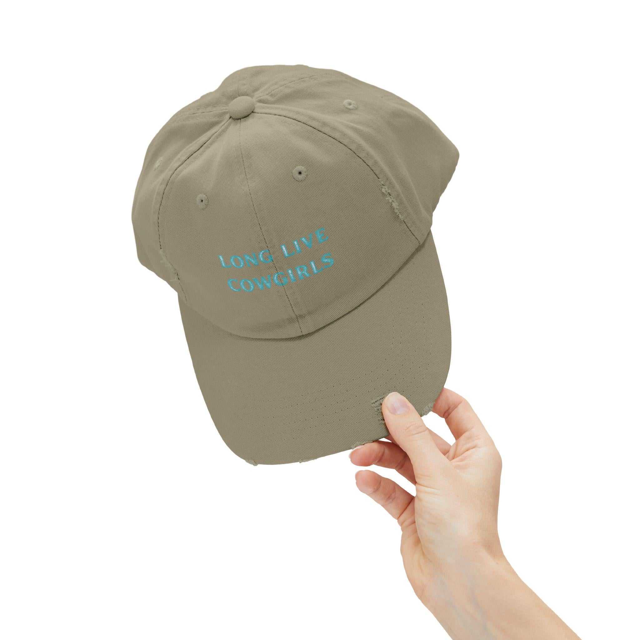 Long Live Cowgirls Hat Distressed Turquoise Western Baseball Cap, Vintage Cowgirl Trucker Rodeo Hat for Women -Razels