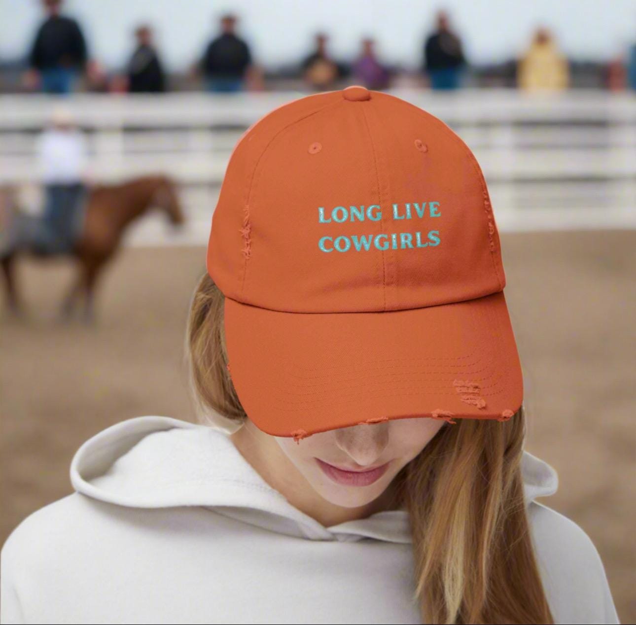 Long Live Cowgirls Hat Distressed Turquoise Western Baseball Cap, Vintage Cowgirl Trucker Rodeo Hat for Women -Razels