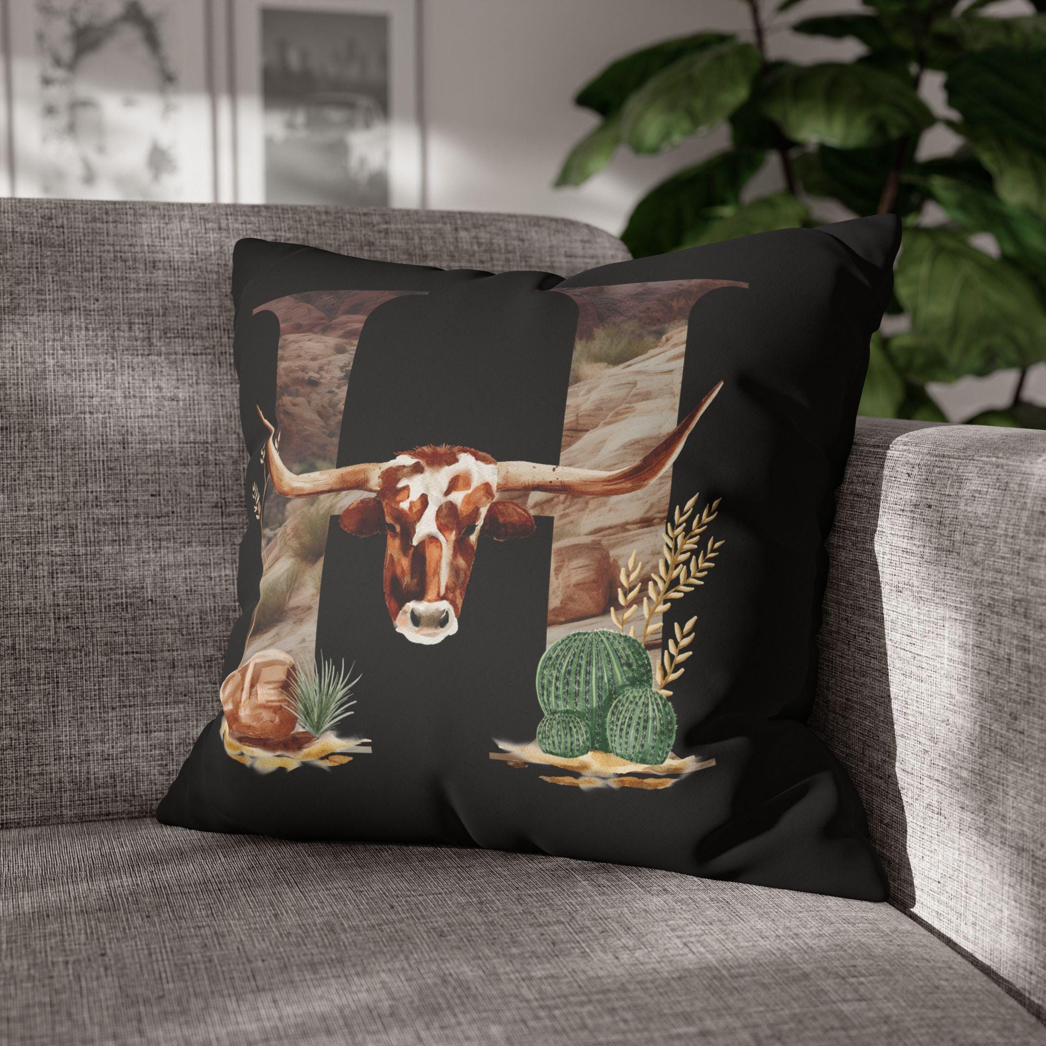 Western Initial Pillow Cover , Personalized Rustic Decor, Cowgirl Gift, Custom Throw Pillow for Home or Wedding -Razels
