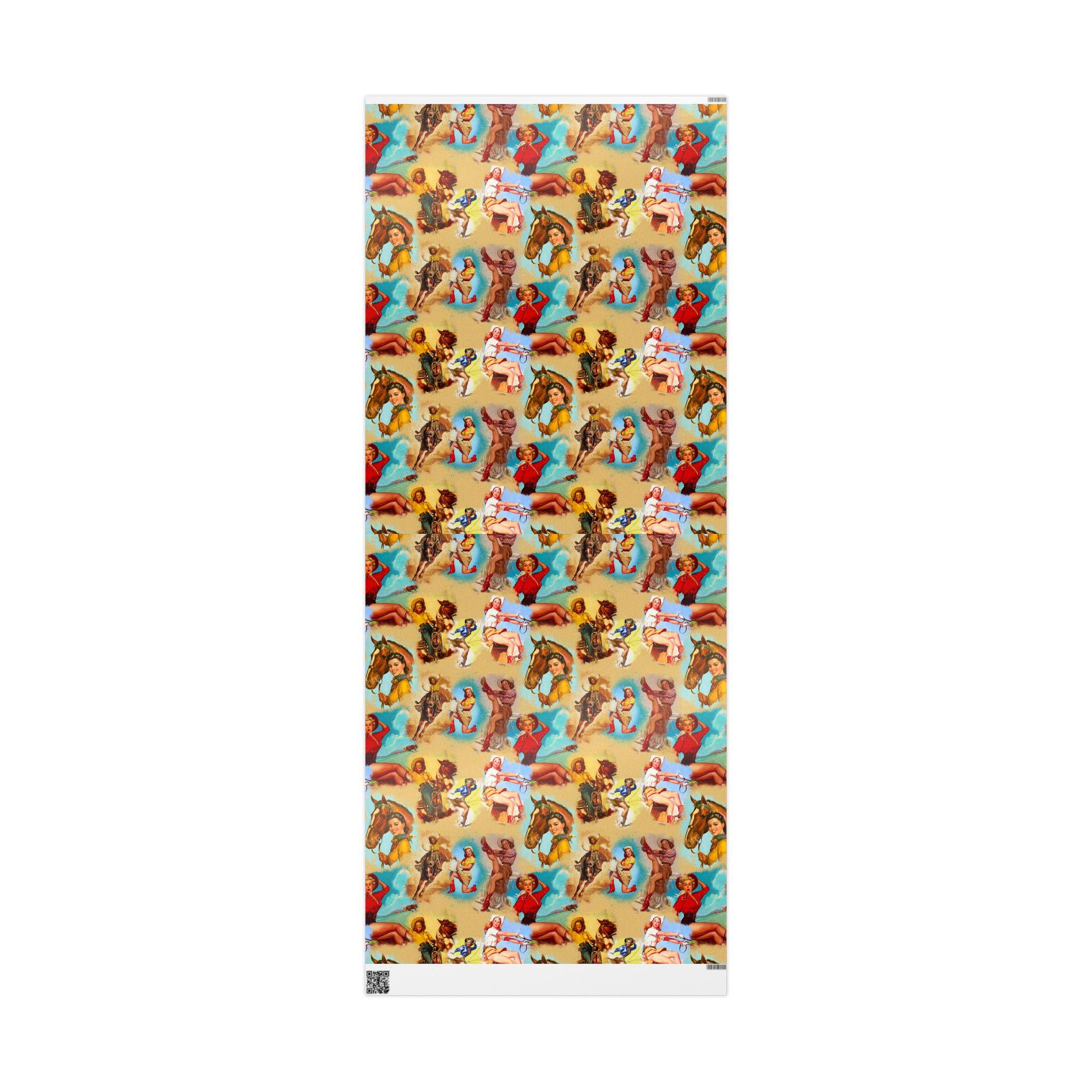 Vintage Cowgirl Wrapping Paper, Retro Western Gift Wrap for Birthdays, Holidays & Boho Cowgirl Celebrations -Razels