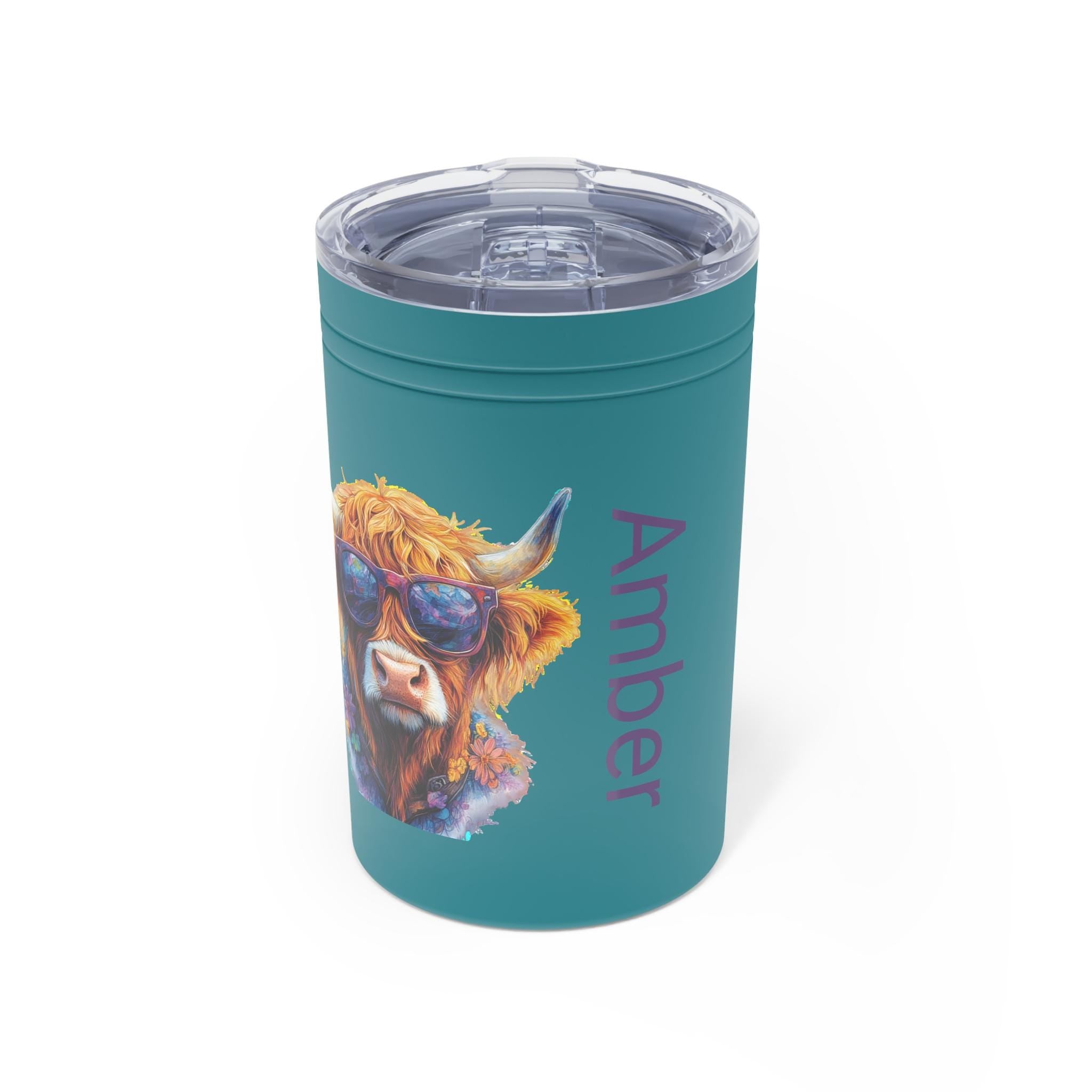Highland Cow Vacuum Insulated Tumbler, Personalized Cow Lover Gift, Custom 11oz Mug, Highland Cow Print Cup, Cow Theme Travel Mug, Cute Cow