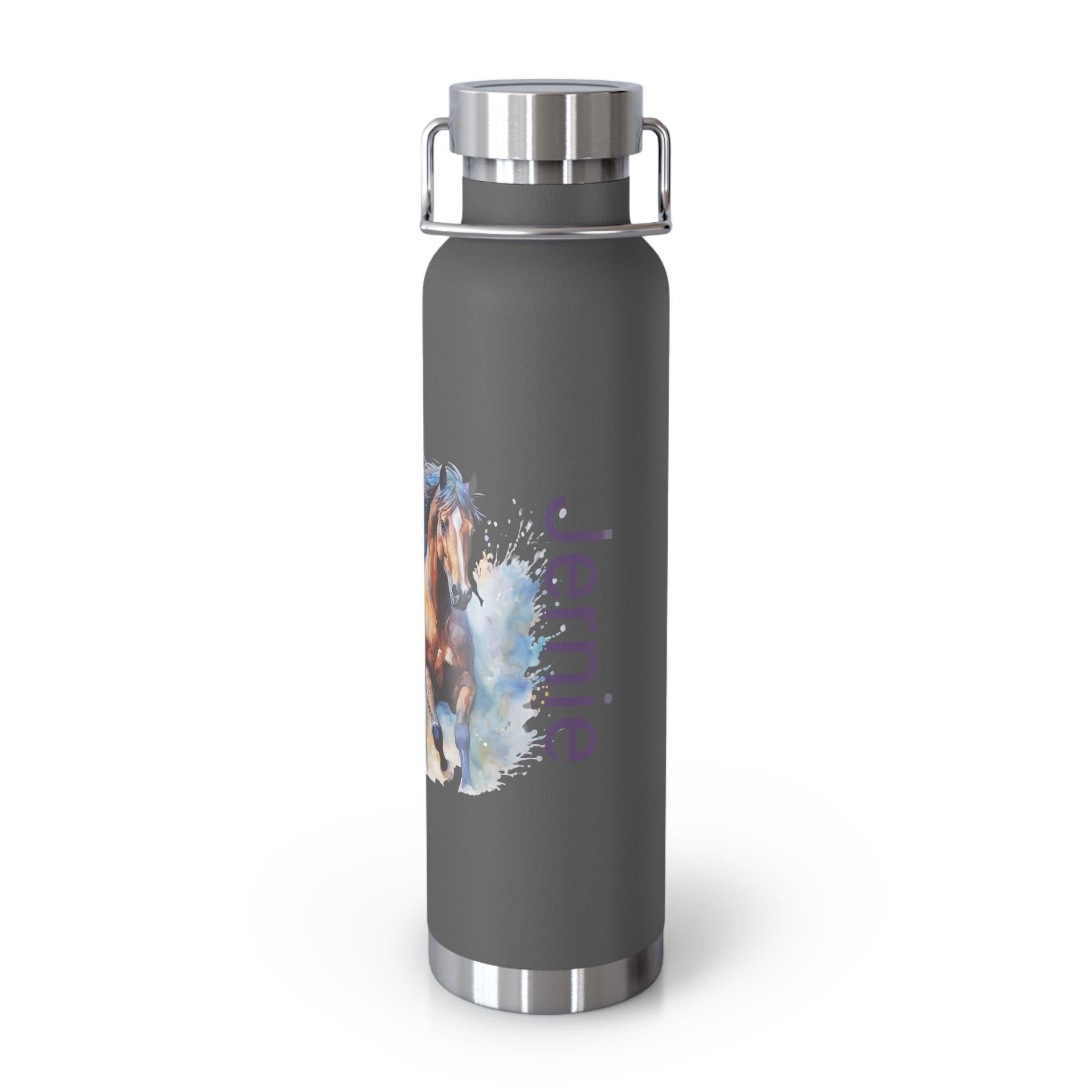 Watercolor Horse Custom Name Water Bottle, 22oz Stainless Steel Insulated Bottle for Kids or Horse Lovers -Razels