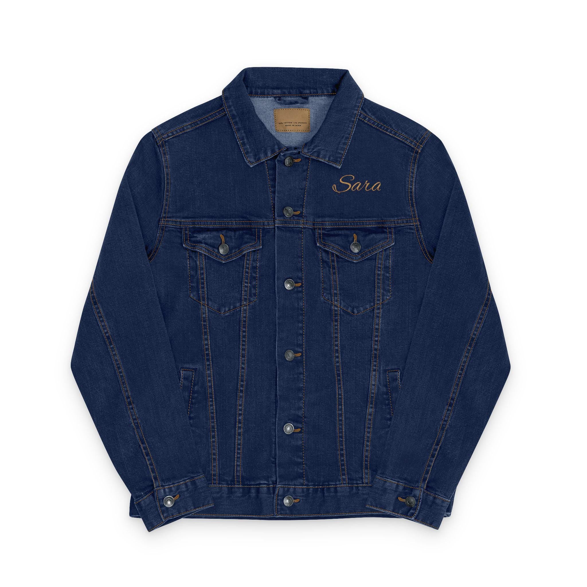 Custom Embroidered Denim Jacket, Bride Jean Jacket, Newlywed Gift, Personalized Name Jacket, Couple Jacket