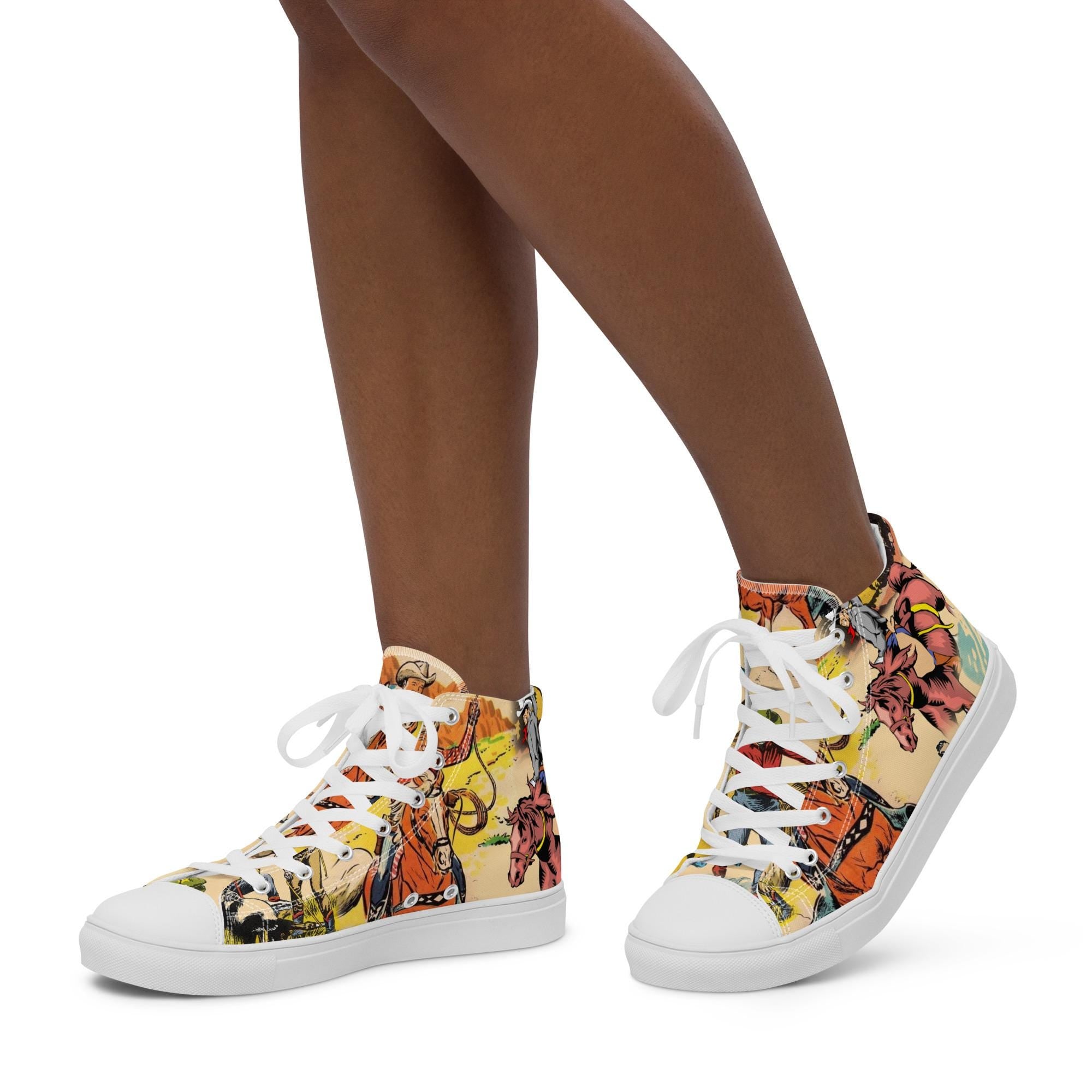 Cowboy Sneakers Women, Vintage Cowgirl High Top Sneakers, Western Style