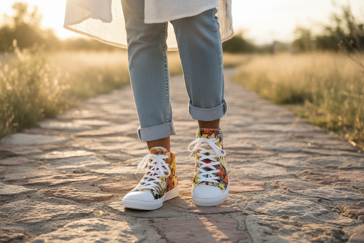 Vintage Cowboy High Top Sneakers | Women’s Western Cowgirl Shoes
