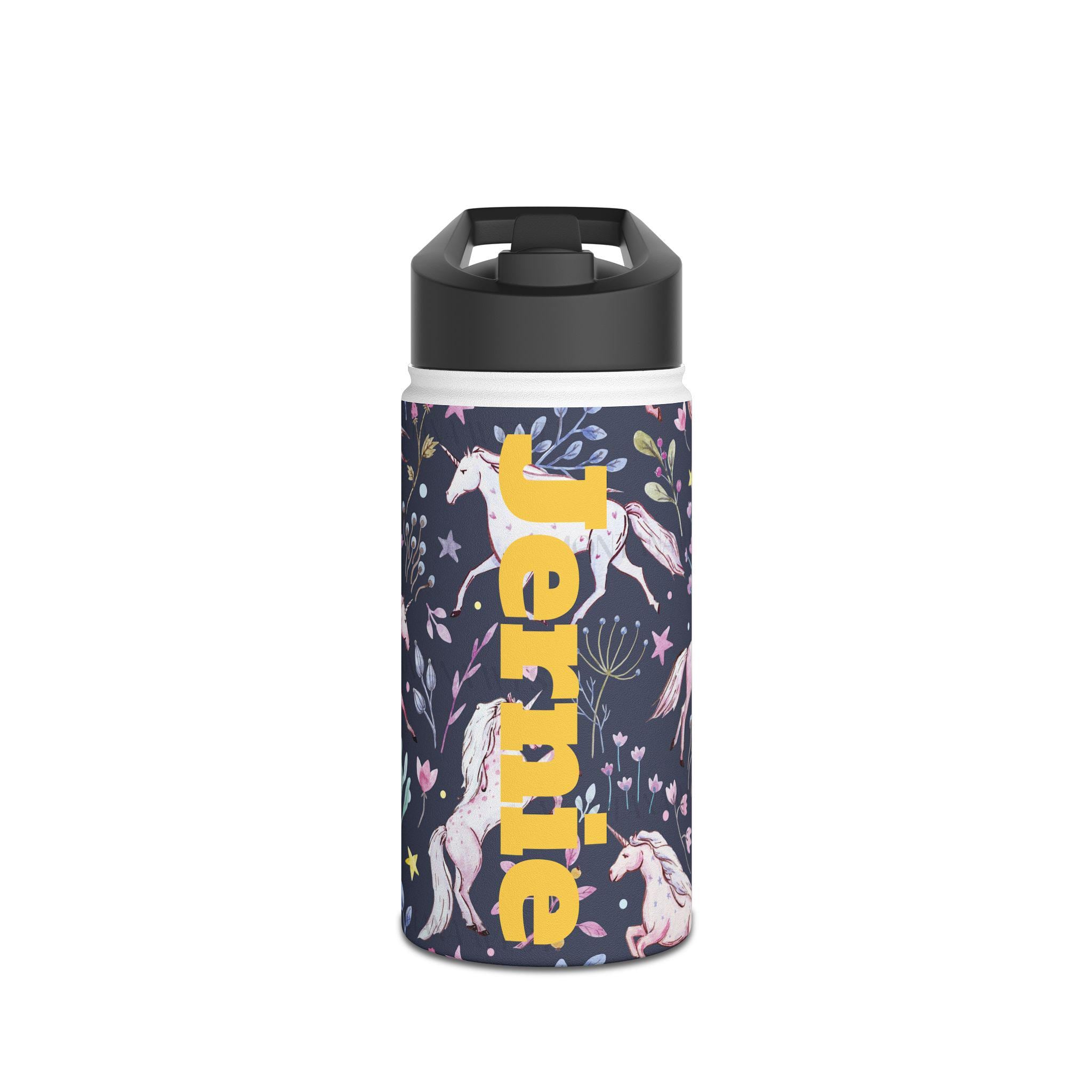 Custom Unicorn Stainless Steel Water Bottle, Personalized Kids Water Bottle