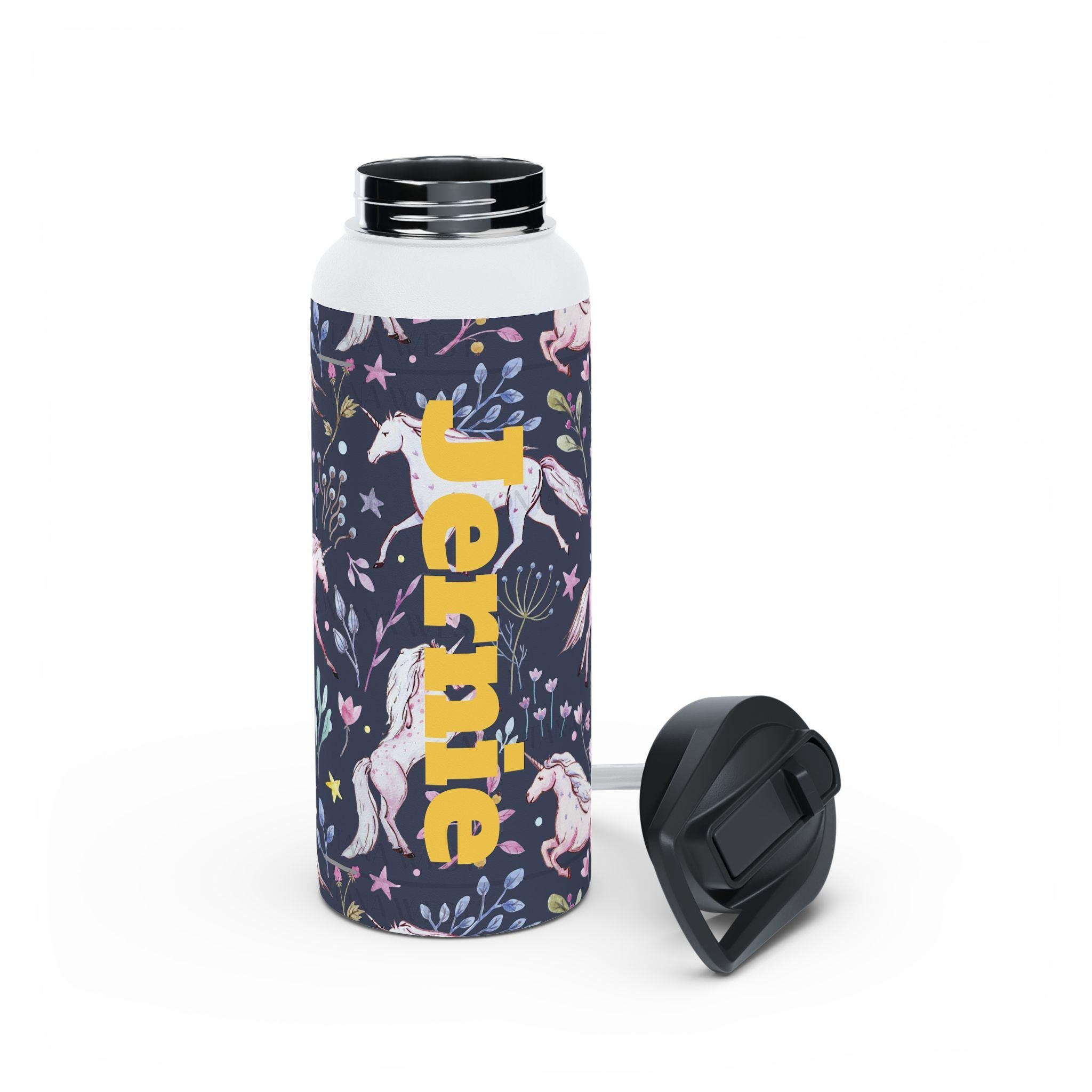 Custom Unicorn Stainless Steel Water Bottle, Personalized Kids Water Bottle