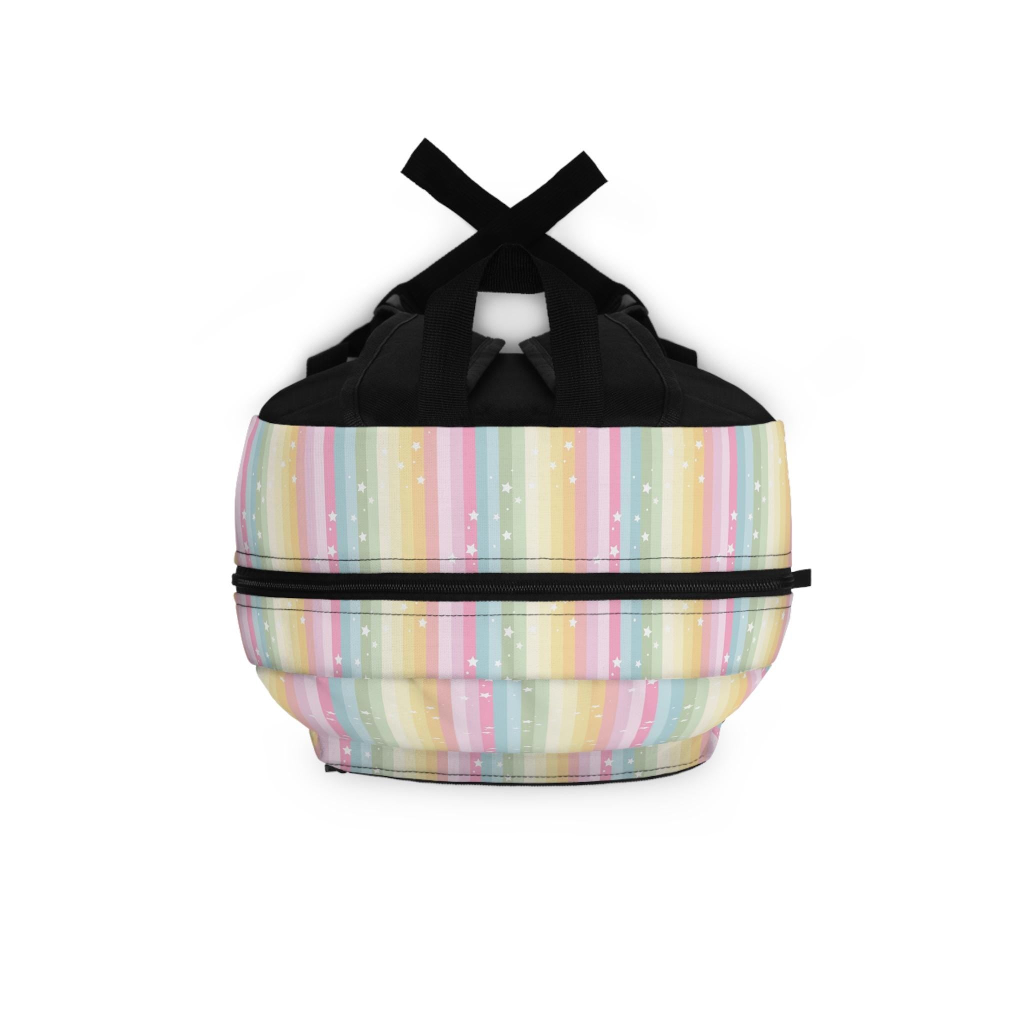 Personalized Rainbow Striped Backpack with Stars, Custom School Bag -Razels