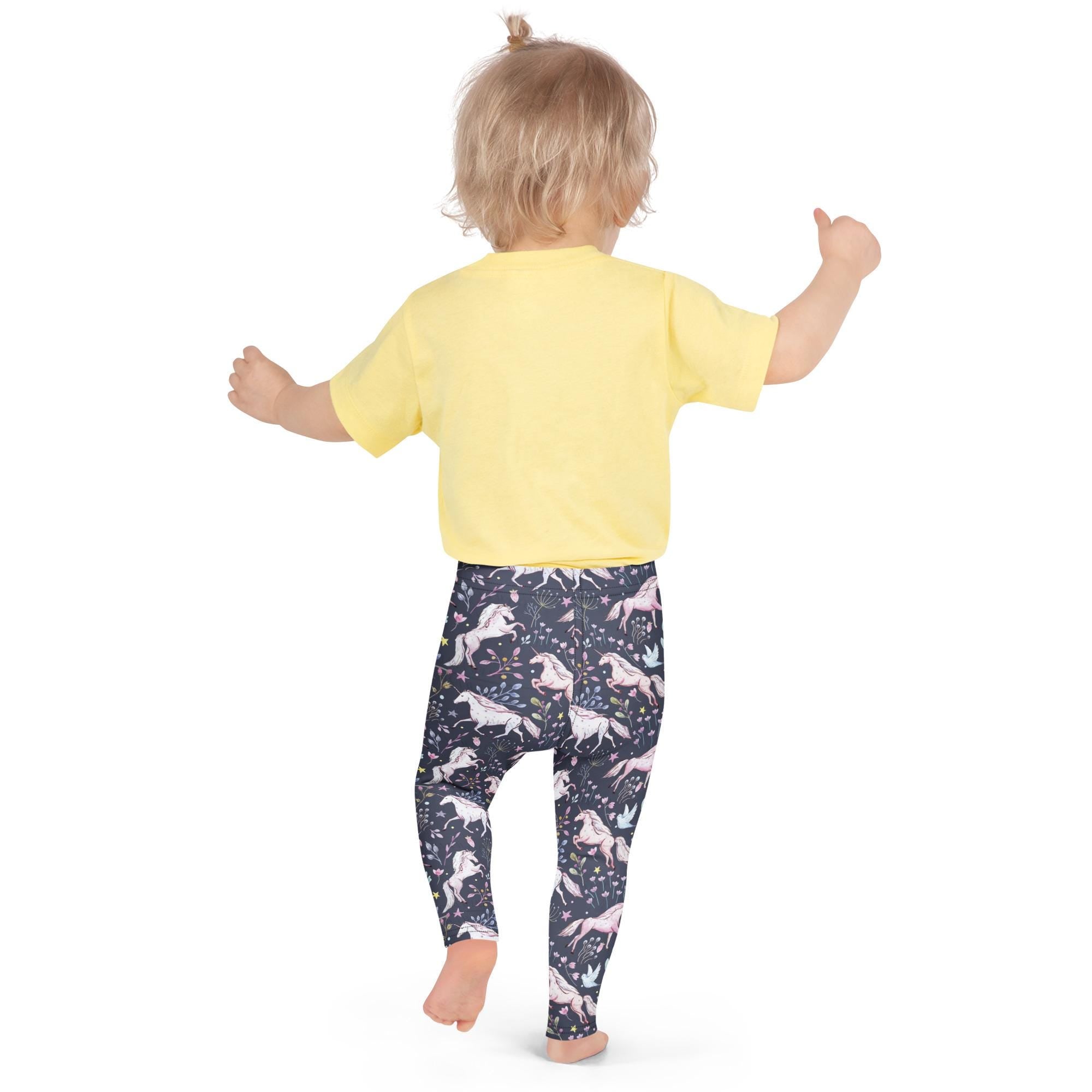 Unicorn Kid&#39;s Leggings, Navy Unicorns and Flower Pants, back to School Shopping