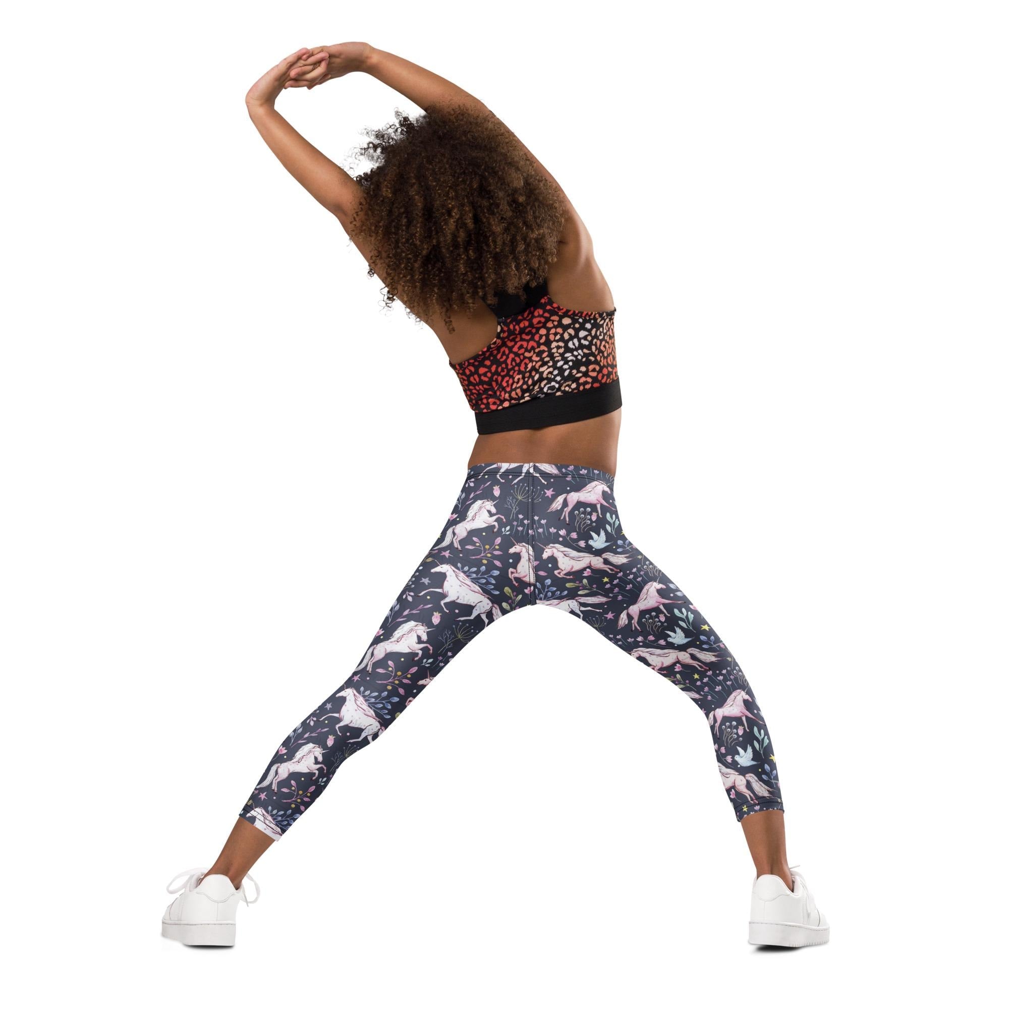 Unicorn Kid's Leggings, Navy Unicorns and Flower Pants, back to School Shopping