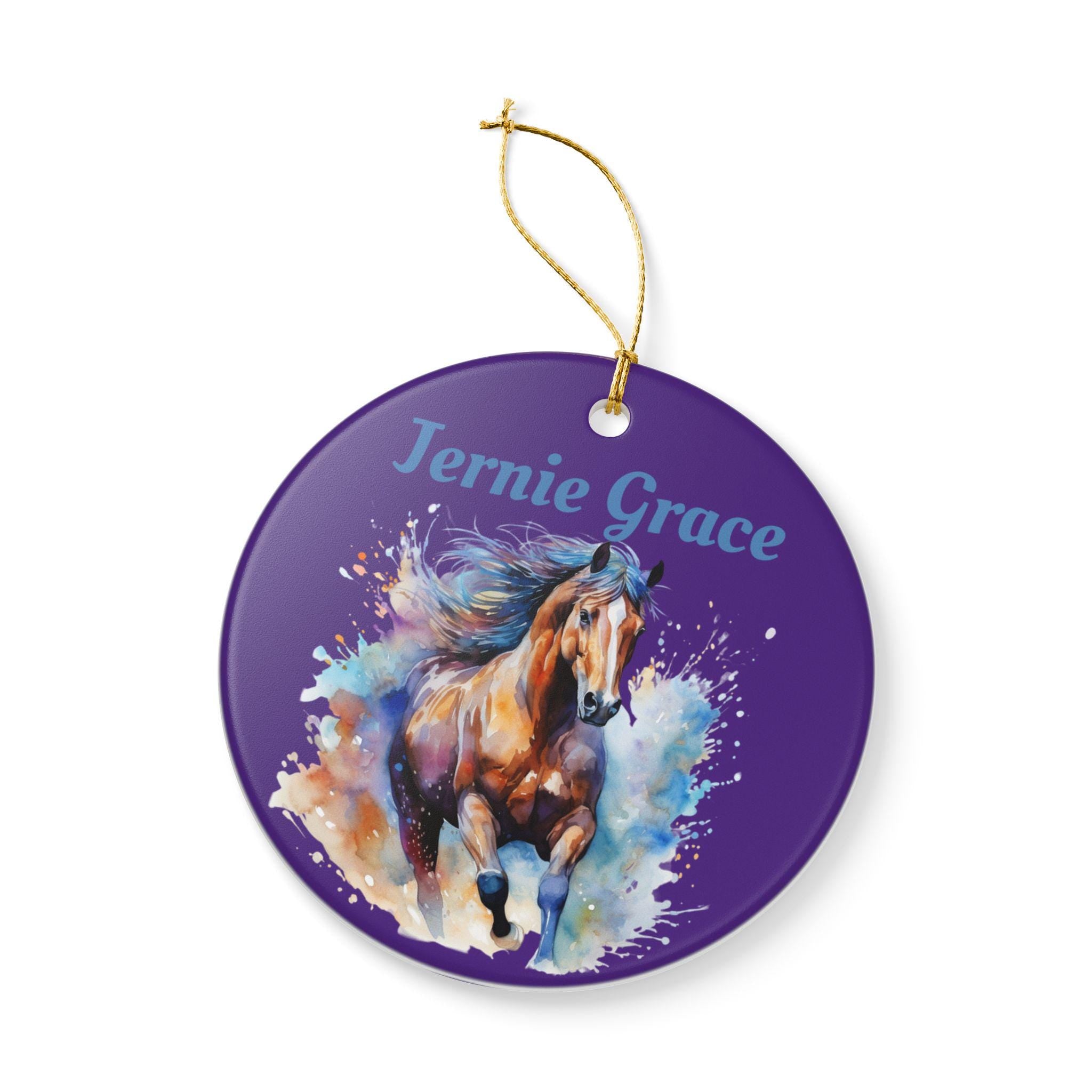 Personalized Ceramic Horse Decoration Ornament, Custom Name Gift for Horse Lovers, Equestrian Decor, Christmas Ornament, 2025