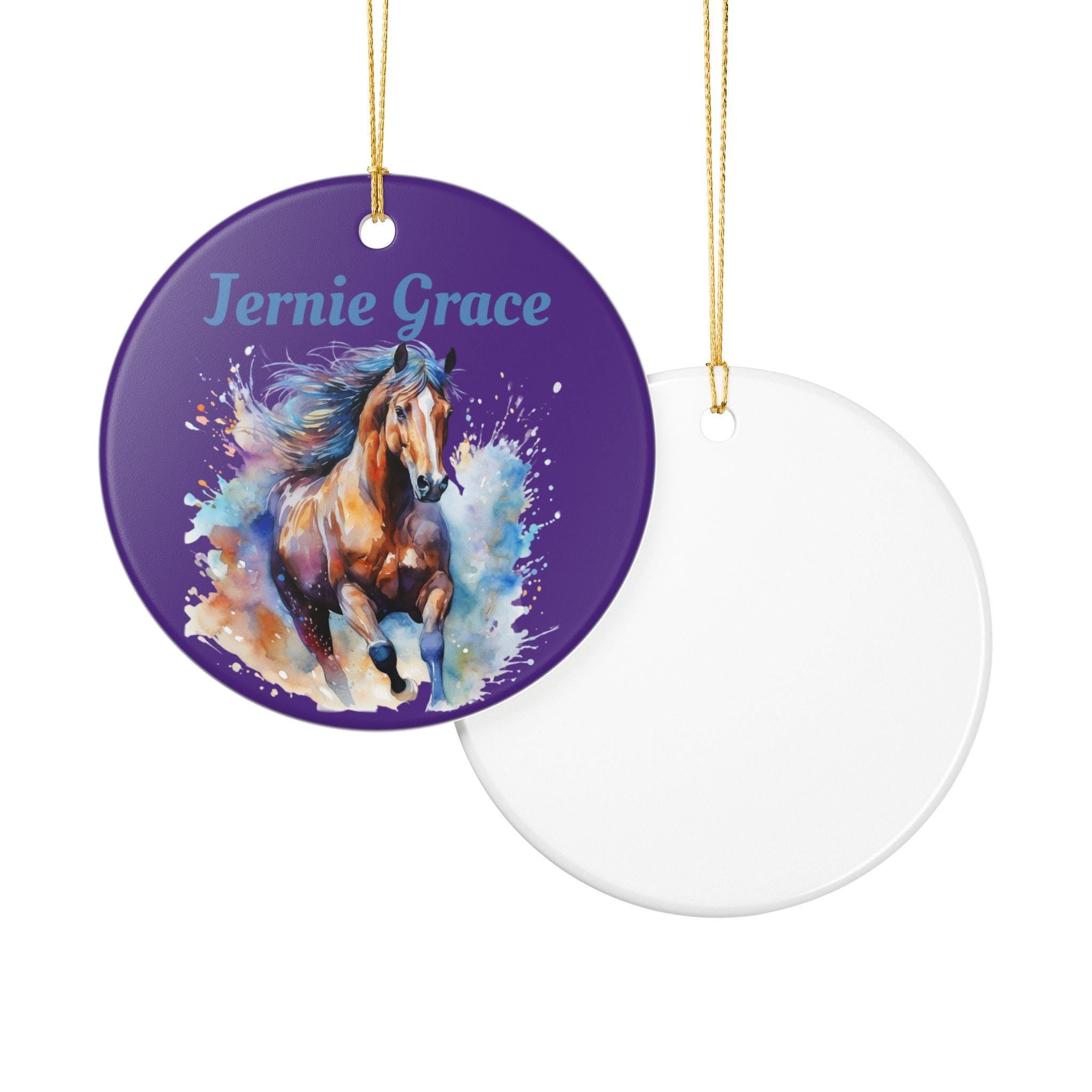 Personalized Ceramic Horse Decoration Ornament, Custom Name Gift for Horse Lovers, Equestrian Decor, Christmas Ornament, 2025