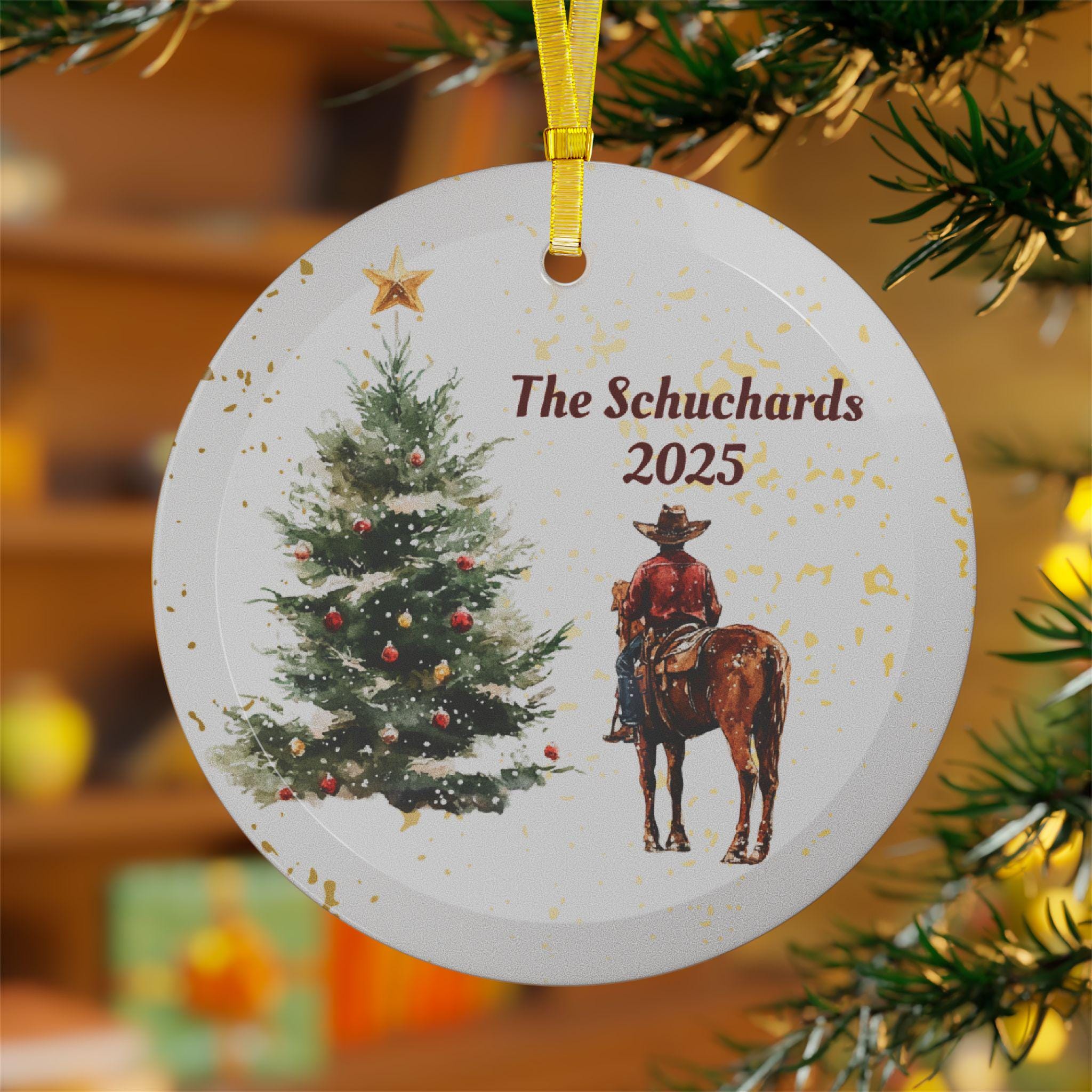 Personalized Cowboy Christmas Ornaments Custom Family Name Holiday Tree Decor Unique Xmas Gift 2025 Western Rustic Holiday Decoration -Razels