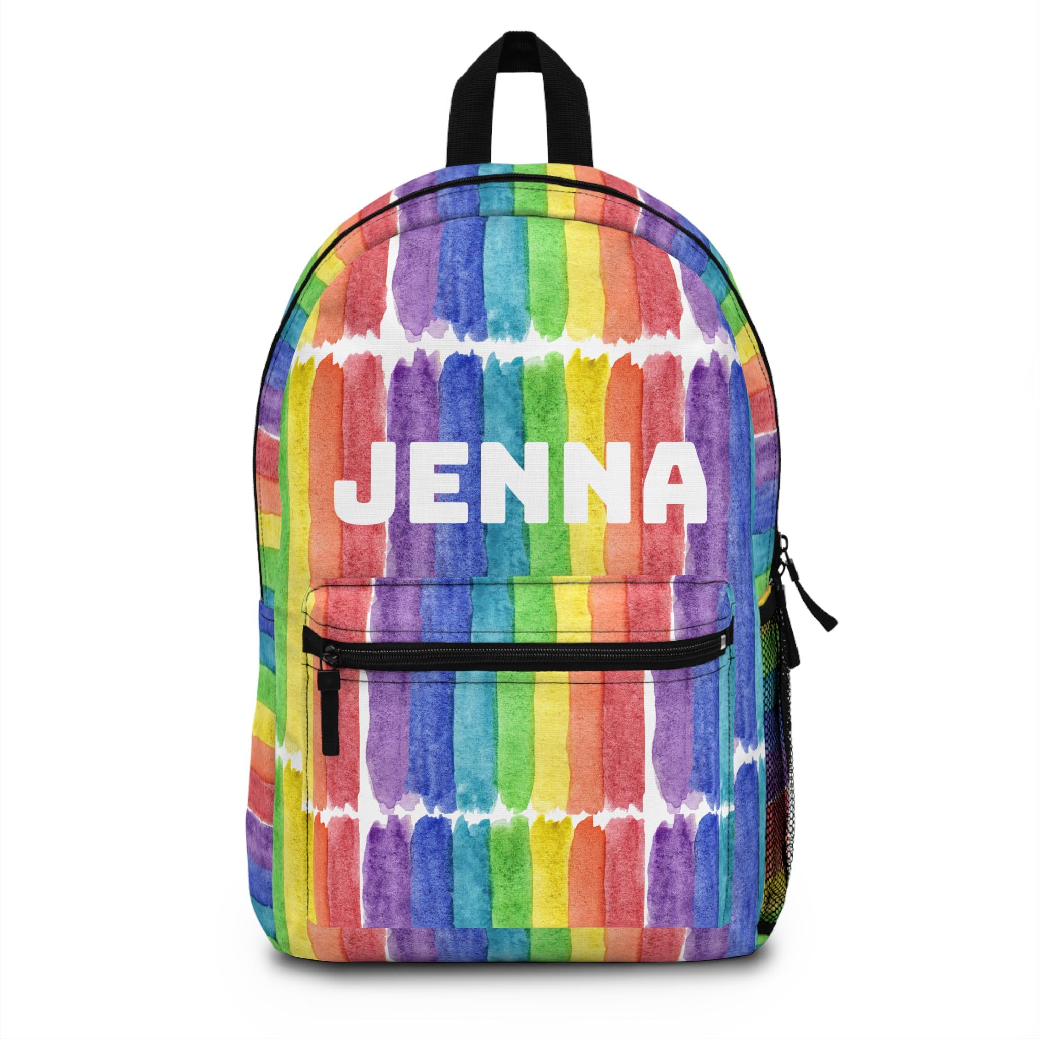 Personalized Rainbow Tie-Dye Backpack – Colorful, Custom, and Built for Adventure. FREE SHIPPING
✓ Personalize it with a name or initials!
✓ Durable 100% polyester = strong, quick-drying, and built to last
✓ Cushioned back panel and straps = all-day comfort
✓ Four roomy compartments including laptop sleeve