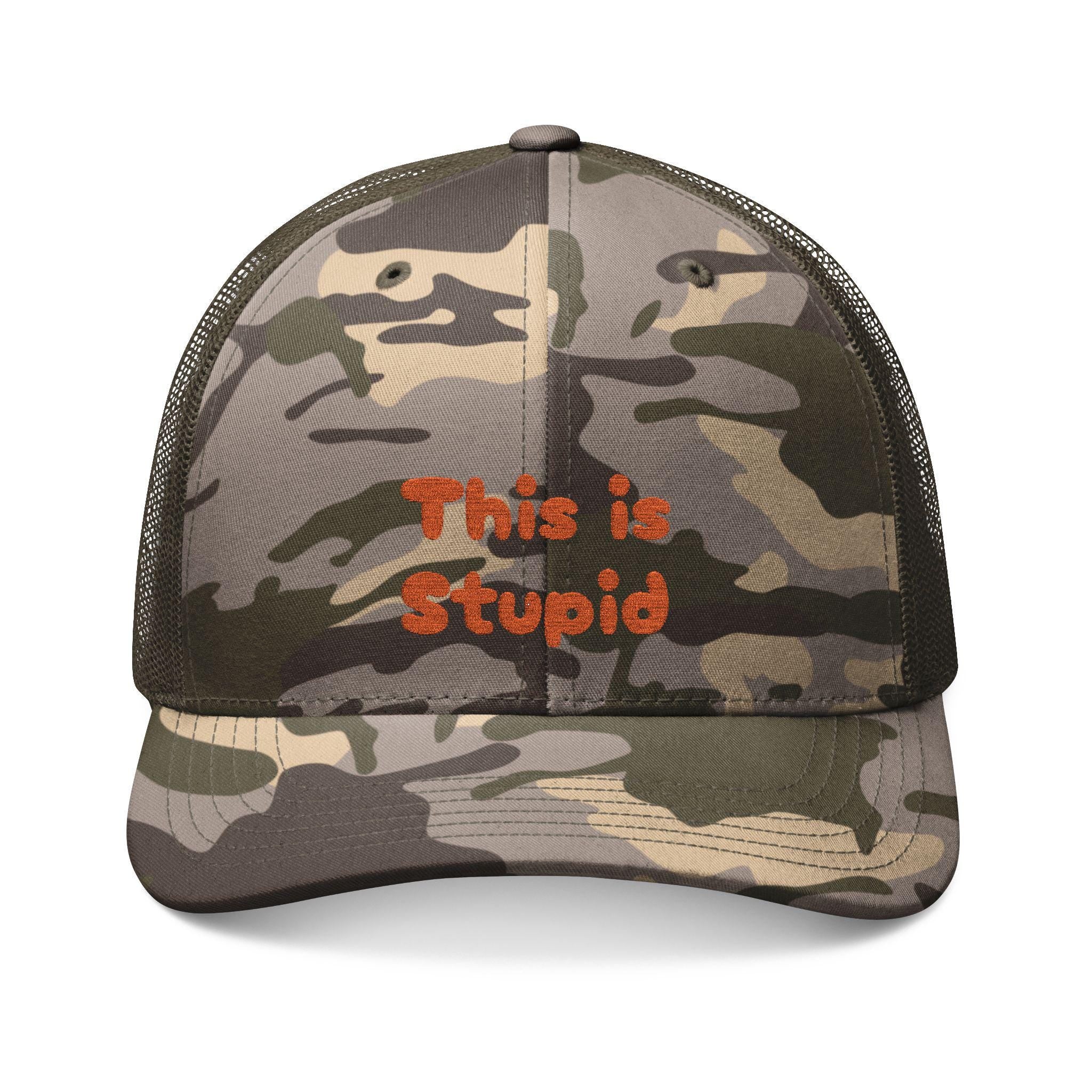 Hunting Hat for Wife, Her Camouflage Trucker Hat with 'Hunting Hair Don't Care' Embroidery