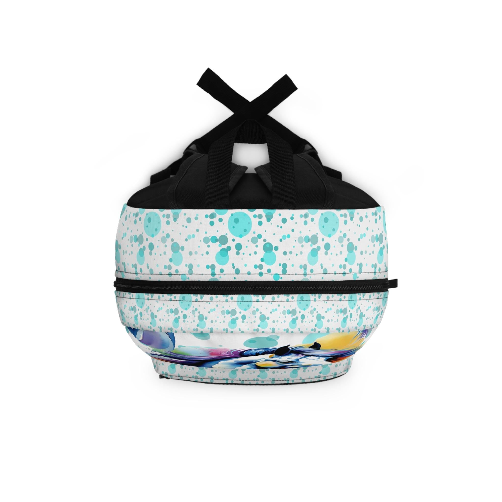 Custom Horse Backpack for Girls | Back to School Bag with Name or Initials | Turquoise Bubble Dots | Horse Girl Backpack