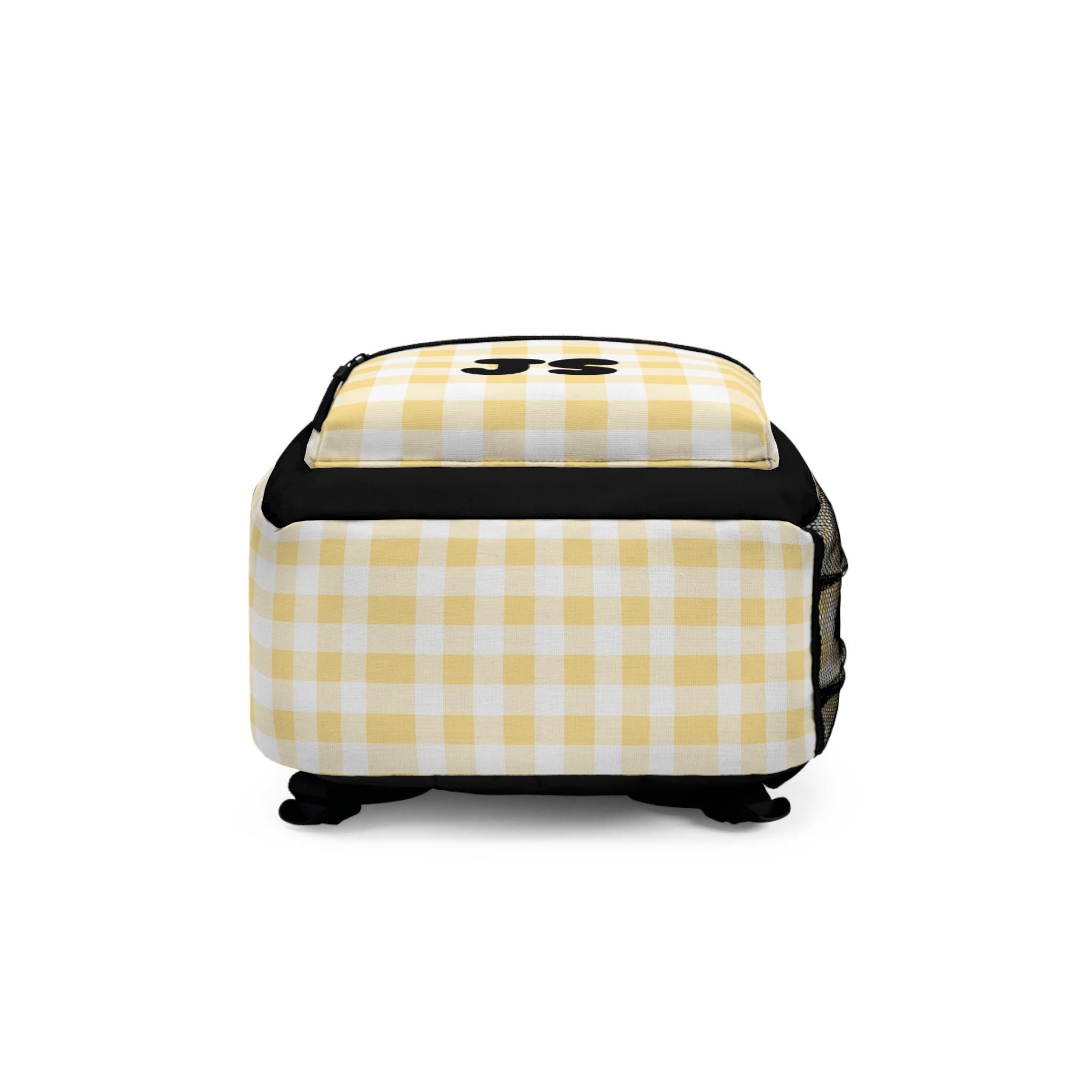 Palomina Horse Print Backpack, Yellow Plaid Custom Name Kids School Bag | Allover Watercolor Horse Backpack for Girls | Equestrian Gift