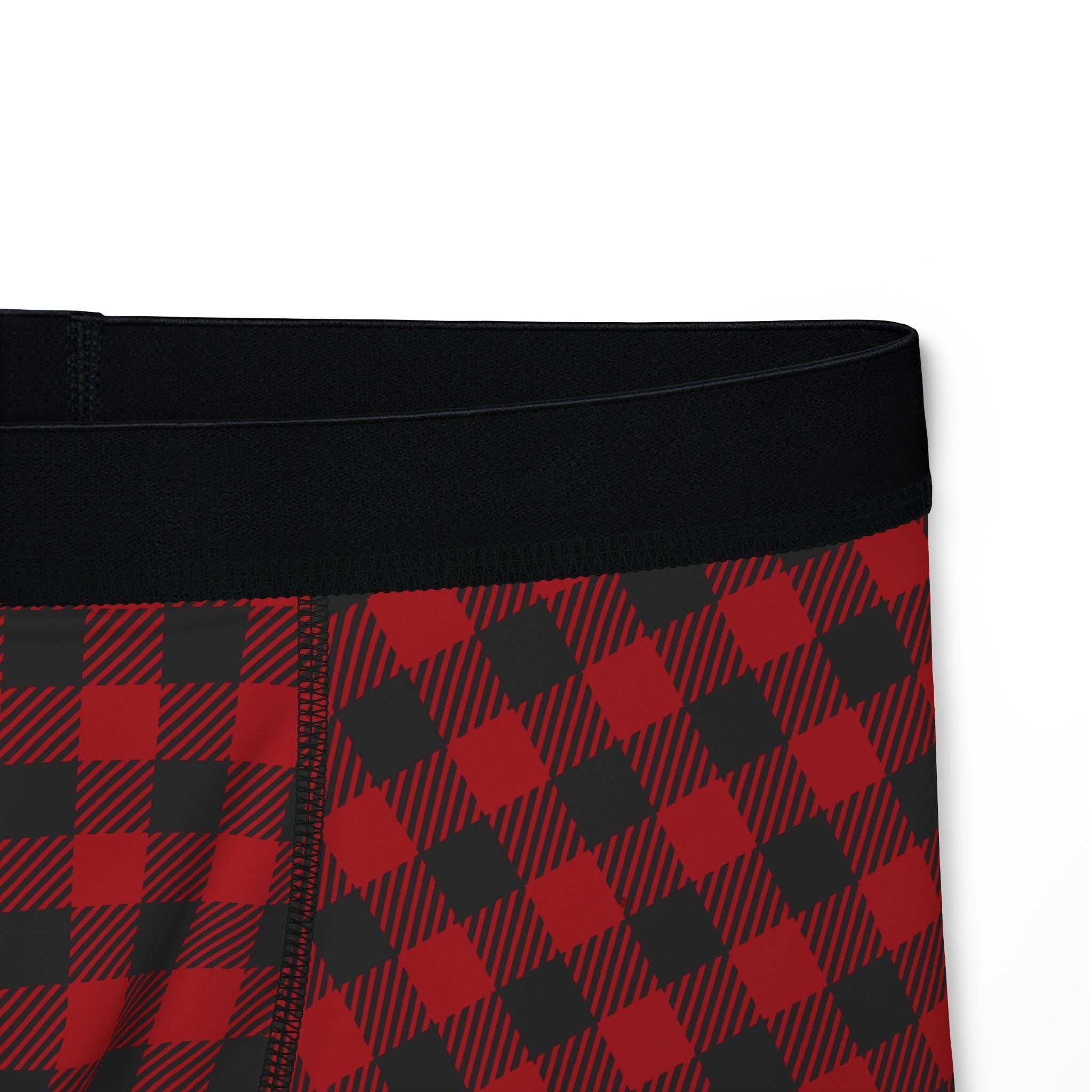 Buffalo Plaid Men's Boxers , Comfy Christmas Underwear, Red Check Stocking Stuffer