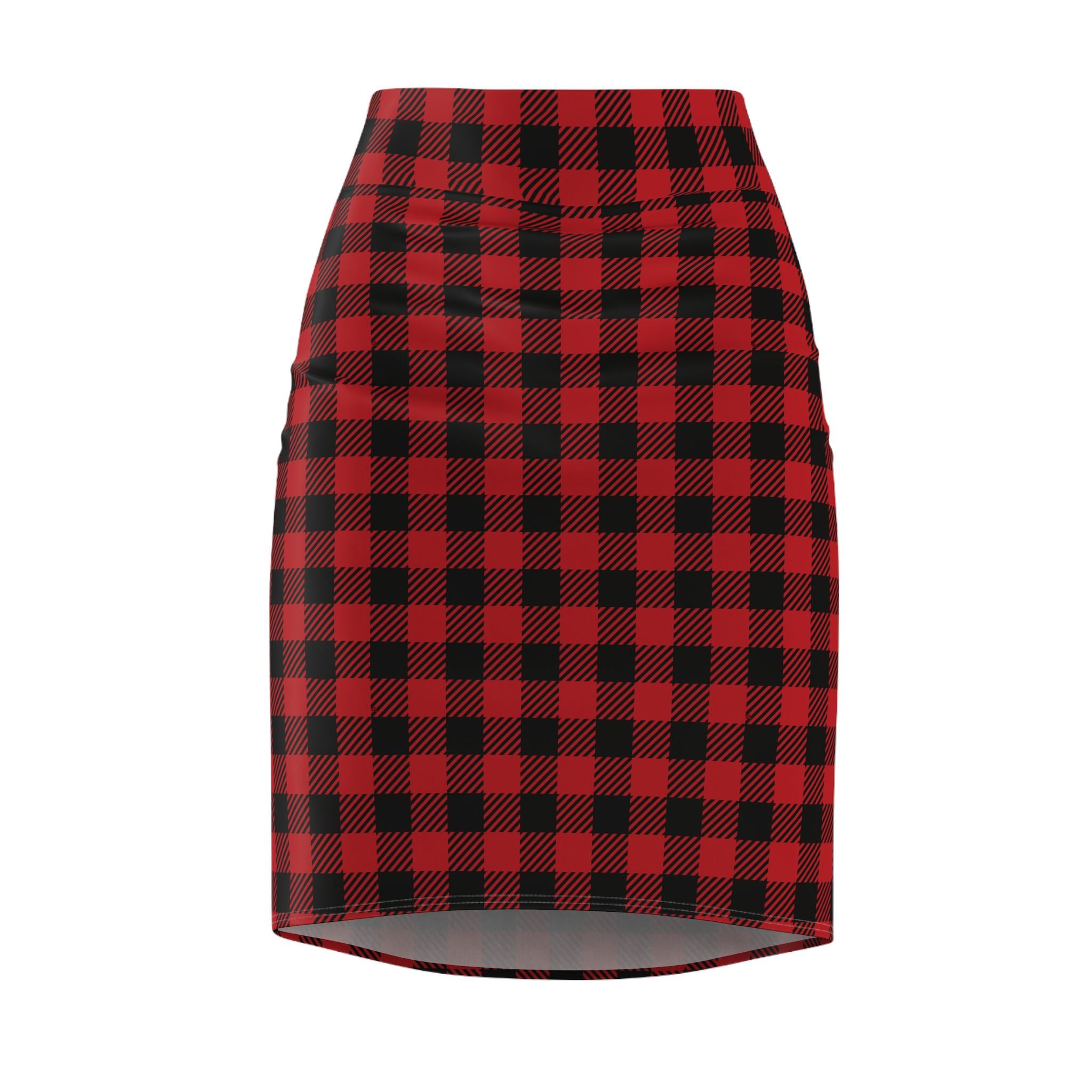 Buffalo Plaid Womens Pencil Skirt , Chic Holiday Outfit, Office & Casual Wear, Christmas Skirt