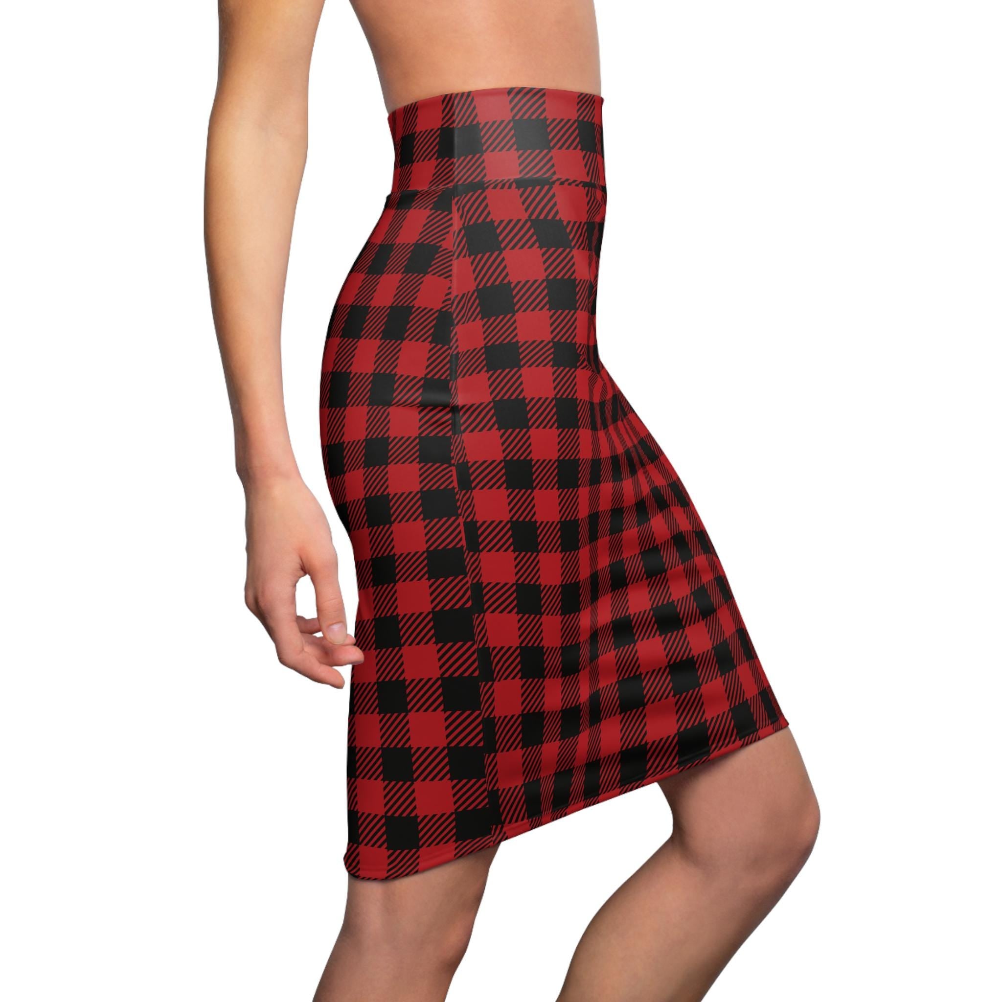 Buffalo Plaid Womens Pencil Skirt , Chic Holiday Outfit, Office & Casual Wear, Christmas Skirt