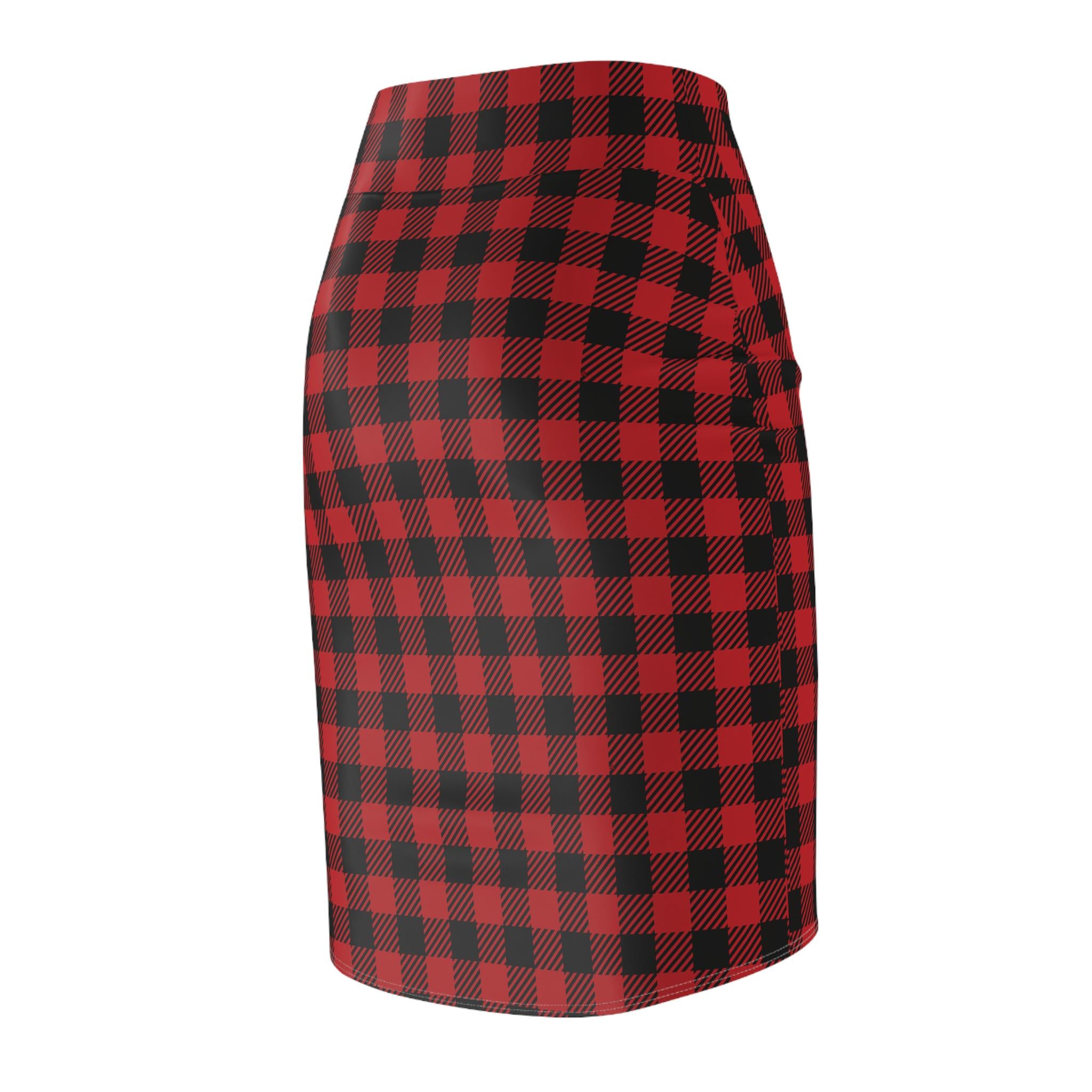 Buffalo Plaid Womens Pencil Skirt , Chic Holiday Outfit, Office & Casual Wear, Christmas Skirt