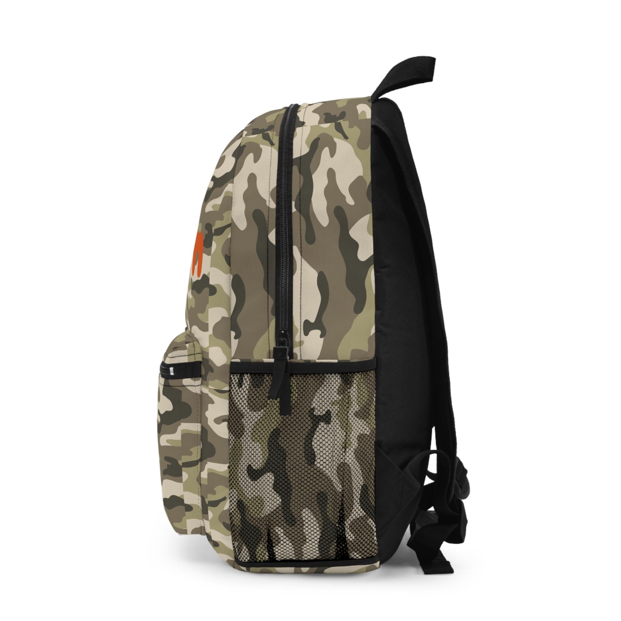 Personalized Camo Backpack, Custom Name Backpack in Hunter Orange | Custom Kids Back to School Bag & Outdoor Travel Gear