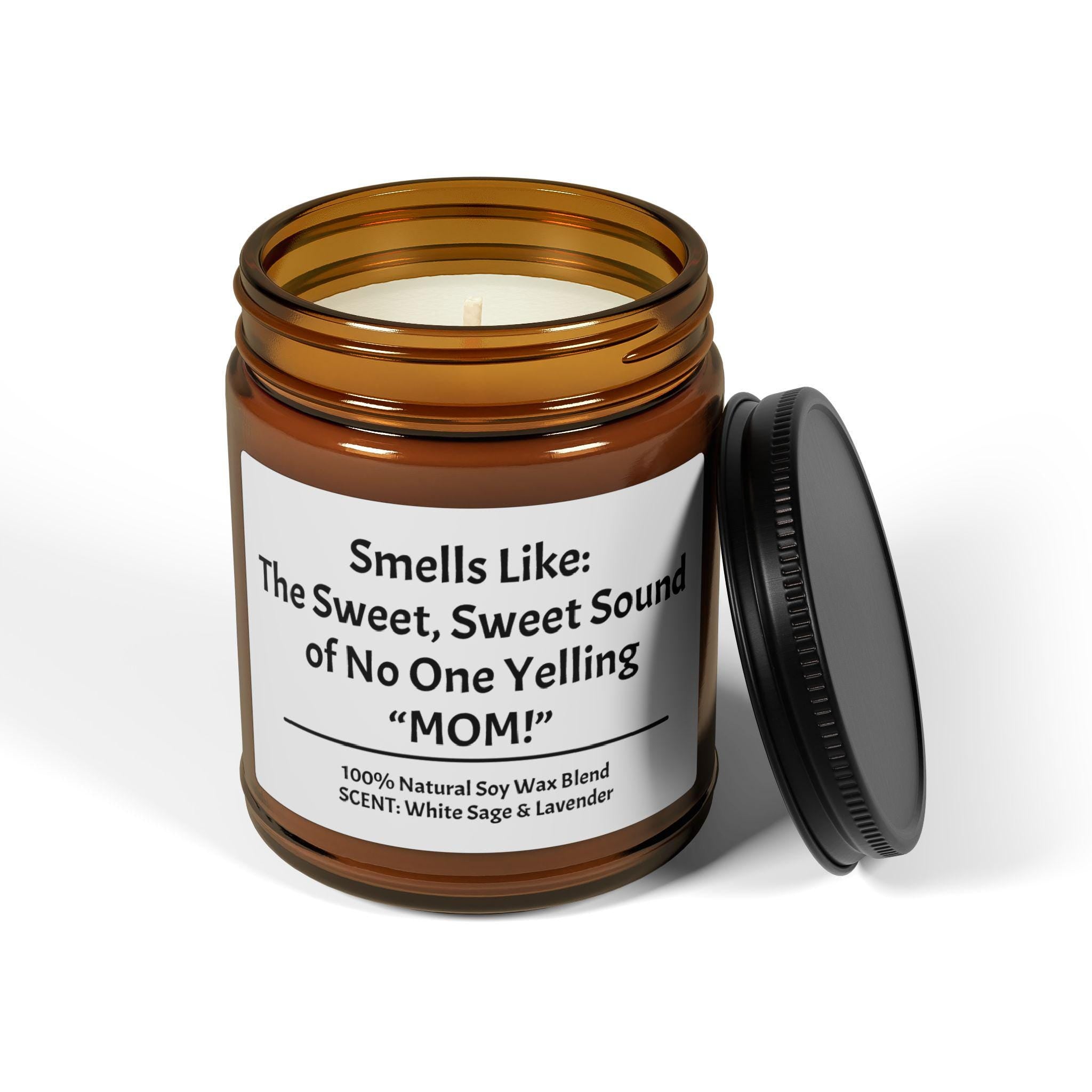 Funny Mom Candle, Smells Like No One Yelling MOM, Back to School Gift, Soy Wax Candle, Reusable Amber Candle Jar