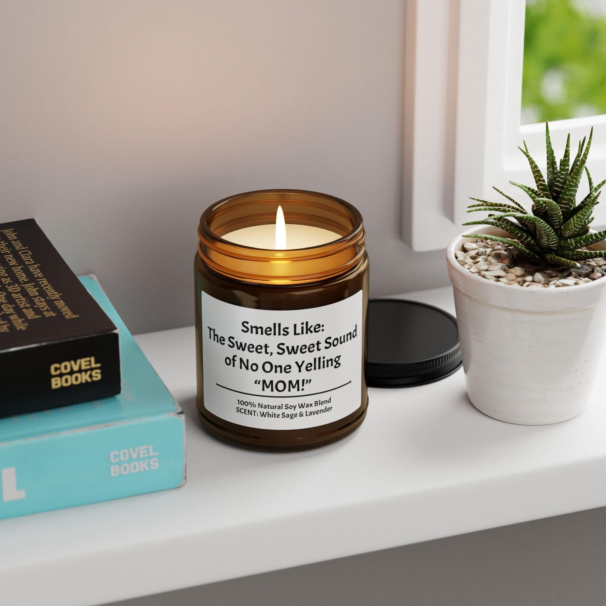 Funny Mom Candle, Smells Like No One Yelling MOM, Back to School Gift, Soy Wax Candle, Reusable Amber Candle Jar
