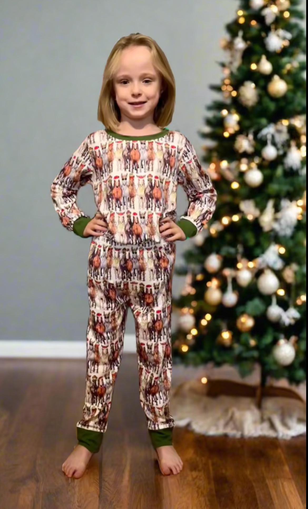 Christmas Horse Pajamas – Matching Family Holiday PJs | Festive Horse Lover Sleepwear

Celebrate the holidays in Western style with Razels’ exclusive Christmas Horse Pajamas – the perfect matching family PJs for horse lovers! This festive holiday set features a joyful herd of horses dressed for Christmas:

❄️Bay horse in a Santa hat & scarf
❄️Grey horse with reindeer antlers
❄️Playful ponies tangled in twinkling Christmas lights 🎄