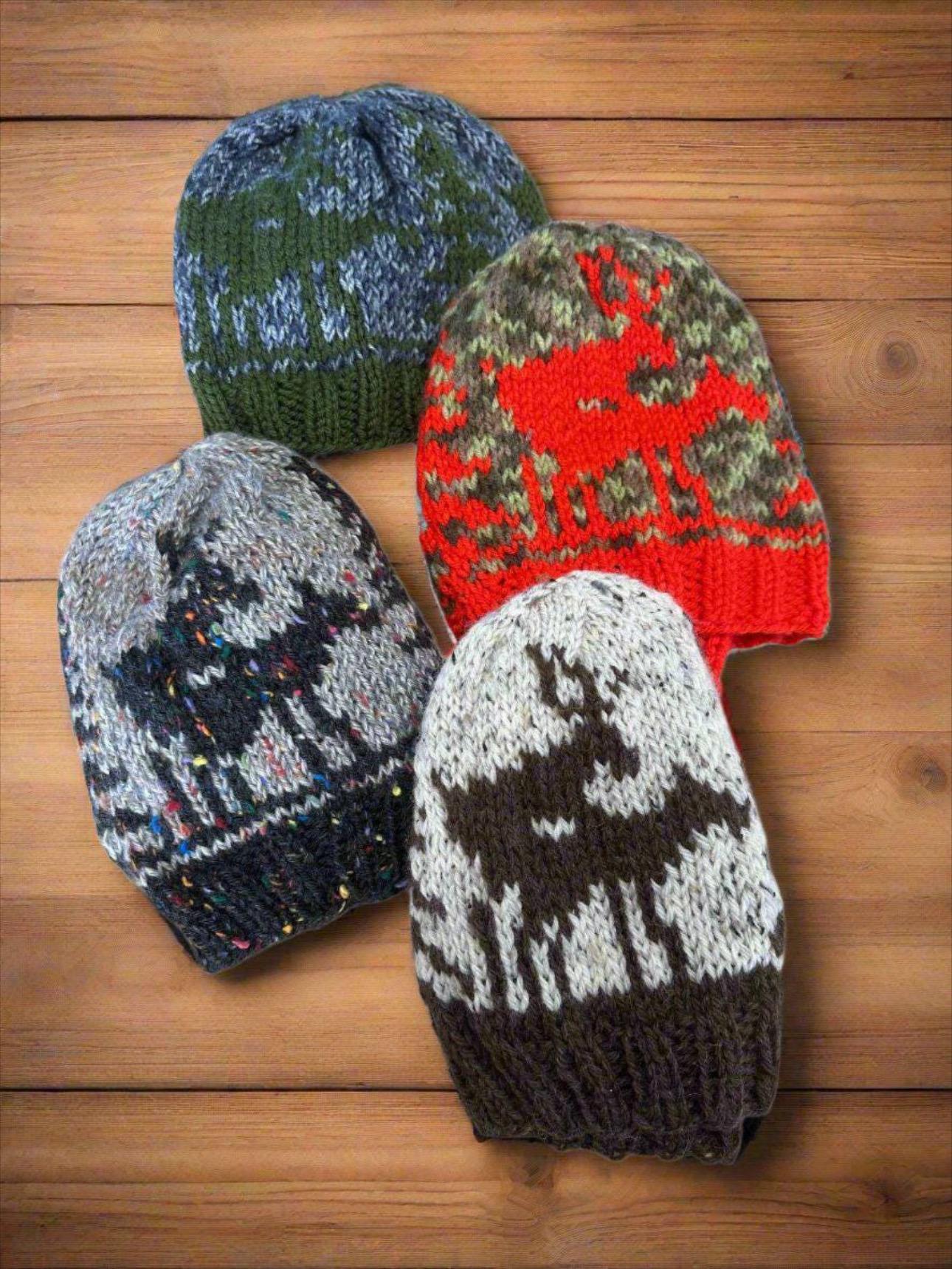 Funny Hunter Hat, Camo & Orange Knit Beanie