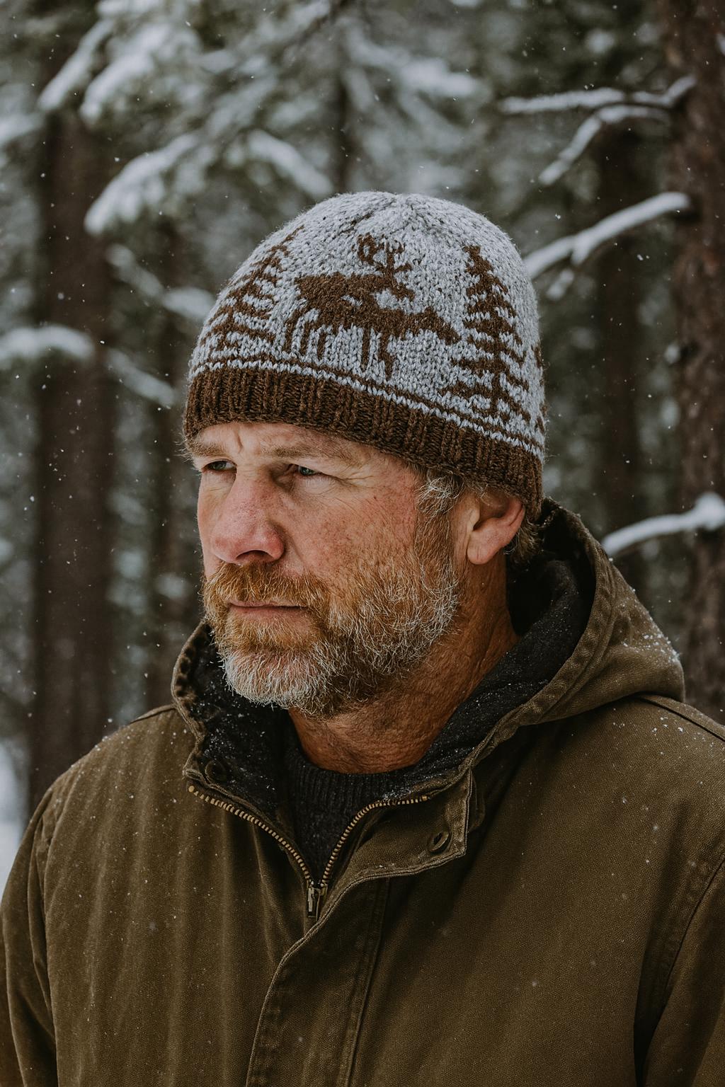 Men's Hunting Camp Hat - Funny Gift | Naughty Elk & Deer Design | Hunting Season Knit Hat