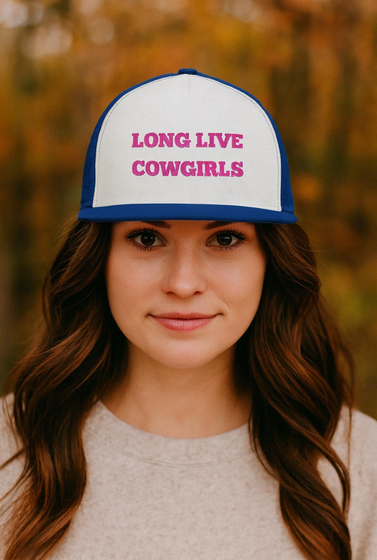 Long Live Cowgirls Trucker Hat - 5 Panel Western Cap, Retro Snapback for Rodeo & Country Concert Summer Outfit -Razels