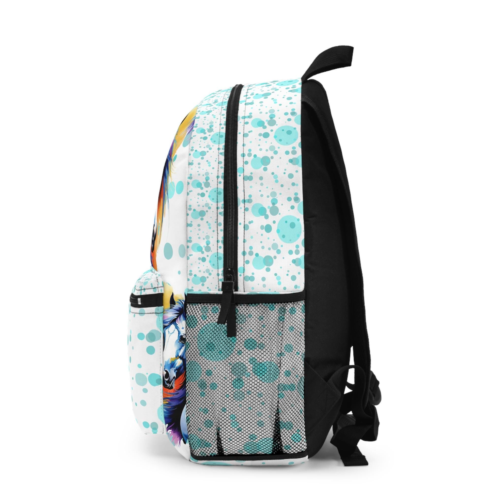 🐴✨ Saddle up for school in style with this Personalized Horse Backpack! Bursting with vibrant watercolor splashes and a bold horse graphic, this bag is perfect for your little equestrian or horse-loving kiddo. Add their name or initials to make it uniquely theirs! 🎒🌈

✓ Customizable front pocket with name or initials