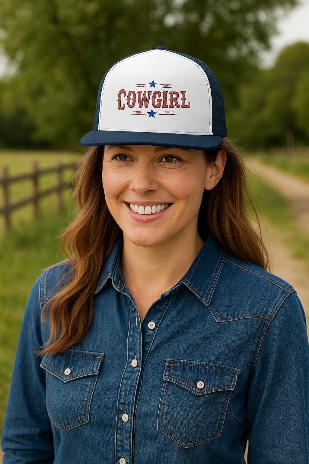 Add a bold pop of Western charm to your summer with this trendy cowgirl trucker cap! Whether you&#39;re headed to a rodeo, BBQ, beach day, or just kicking back with friends, this 5-panel hat brings retro style and comfort in one cool package.
✅ Structured five-panel design with flat bill
✅ Breathable mesh back for warm weather comfort
✅ Adjustable snapback closure for a custom fit
✅ Made from a soft cotton/nylon/poly blend
✅ Embroidered &quot;Cowgirl&quot; design in red, white, and blue for