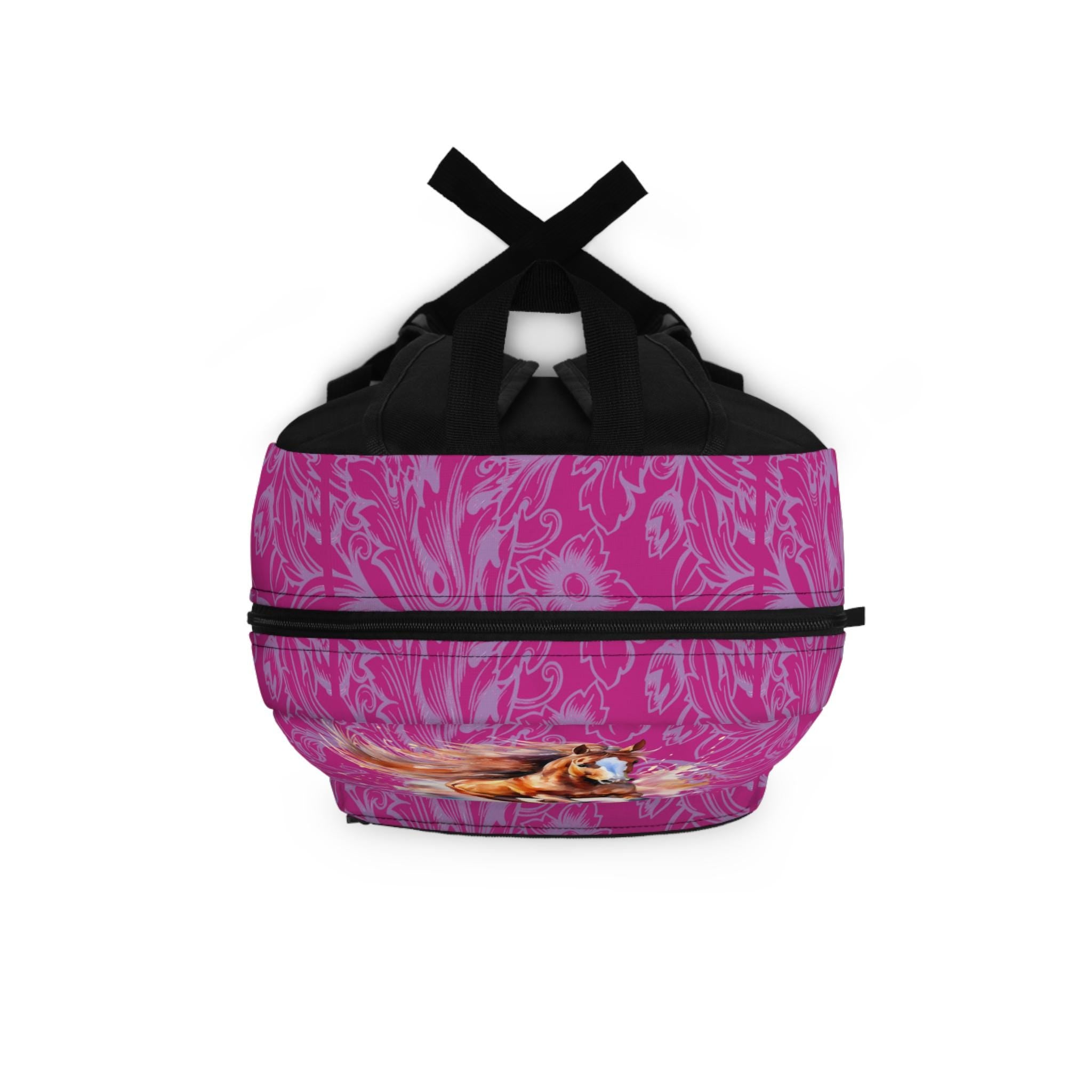 Personalized Horse Backpack, Hot Pink Tooled Print