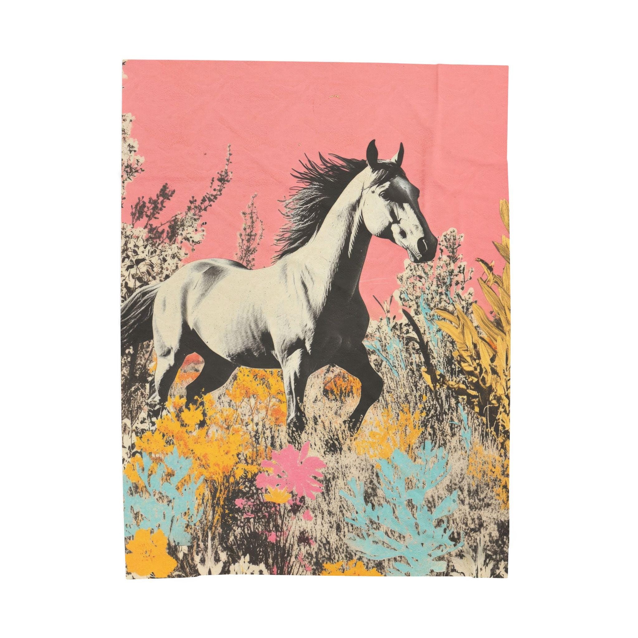 Colorful Horse Velveteen Plush Blanket: Cozy Home Decor Throw -Razels