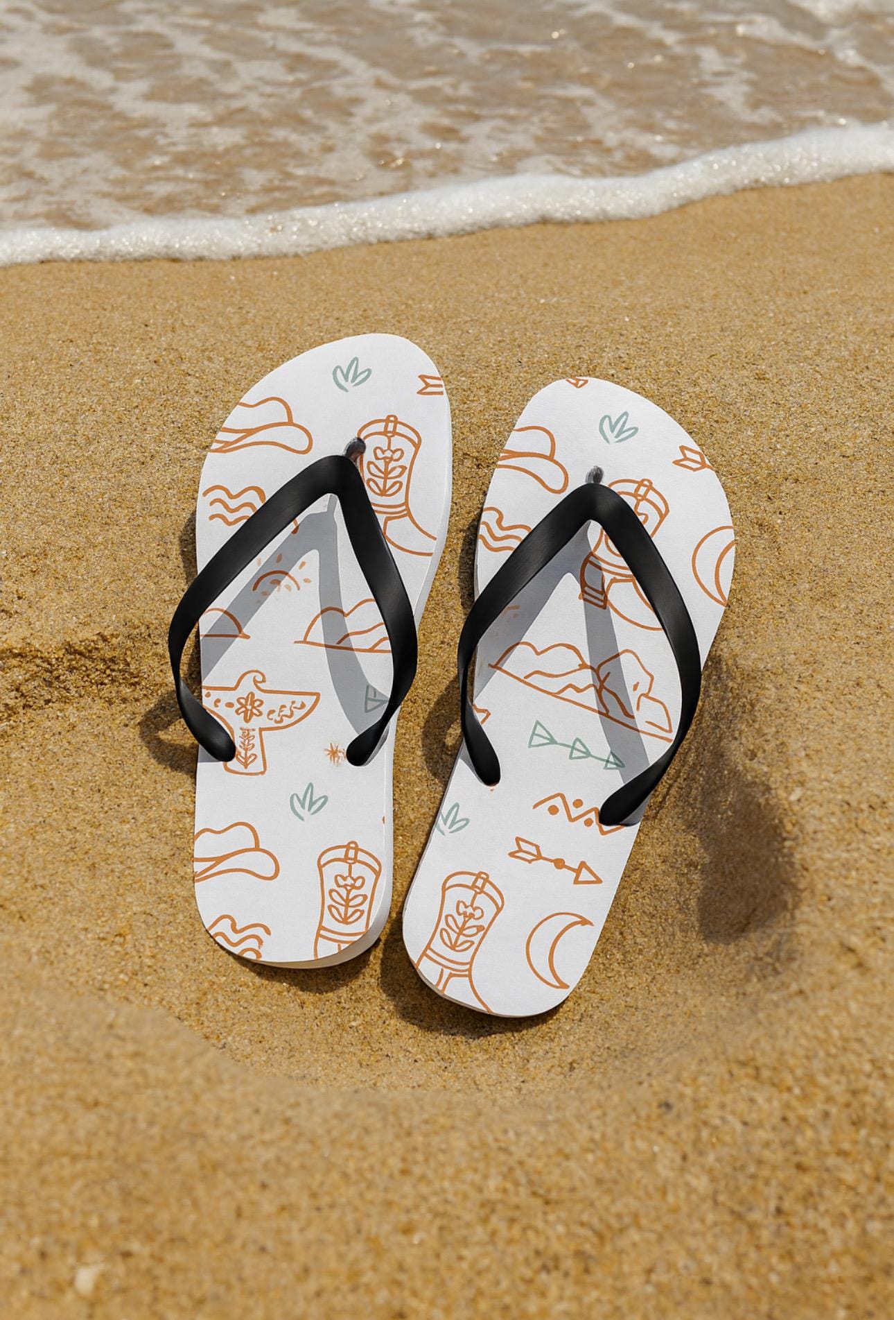 Western Flip Flops Women, Thunderbird Turquoise Sandals -Razels