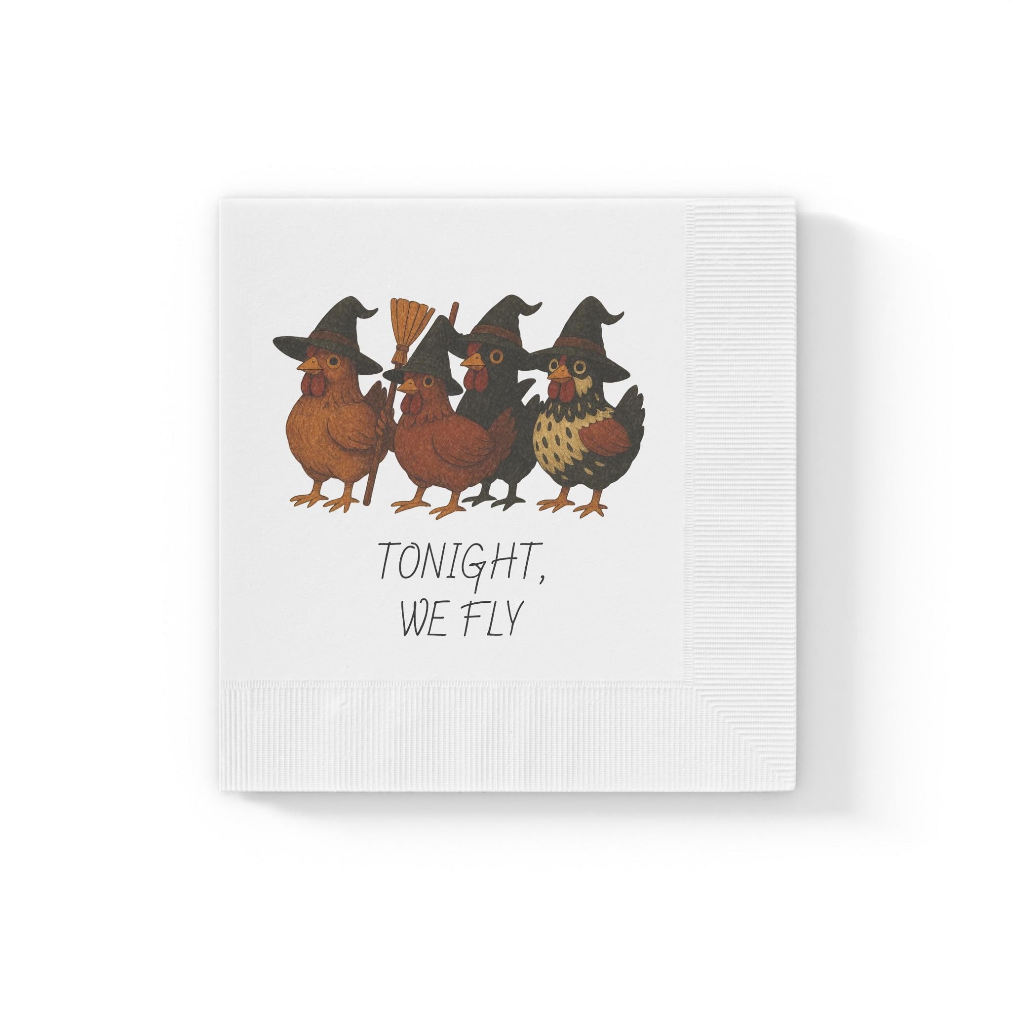 Halloween Chicken Napkins Tonight We Fly, Witch Party Supplies, Funny Farmhouse Decor, Halloween Tableware, Fall Party Decorations -Razels