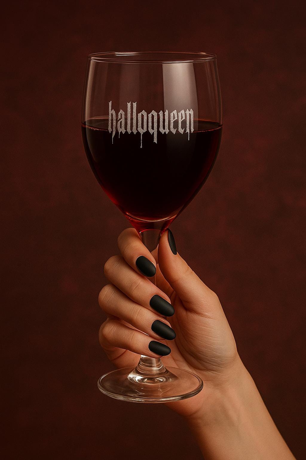 Halloqueen Engraved Wine Glass, Halloween Wine Glass Gift, Gothic Wine Glass, Spooky Wine Lover Gift, Halloqueen Glassware, Dishwasher Safe -Razels